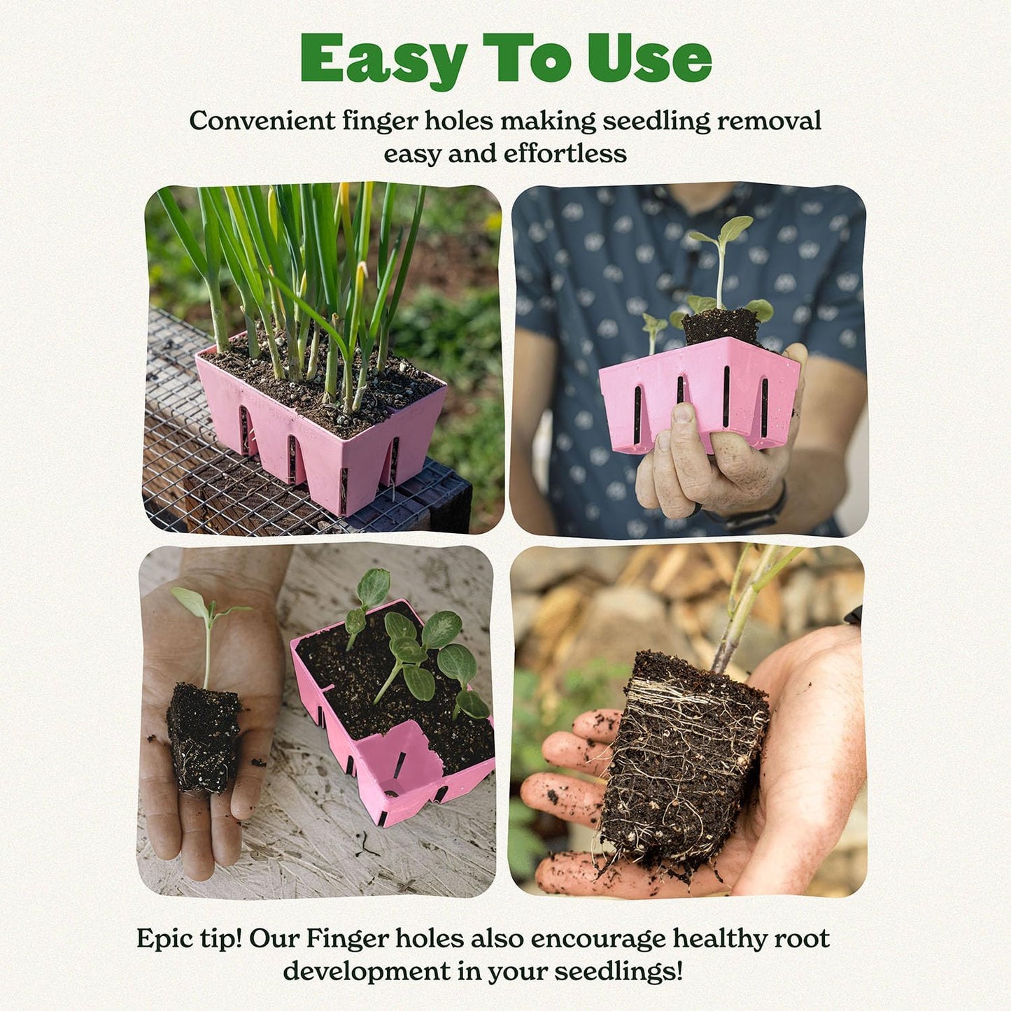 Epic Gardening Reusable Seed Starter Tray - 6 Cell/24 Seedling Starter Trays - Easy Watering, Indoor Greenhouse, Plant Starter, Gardener-Friendly for Seedlings | UV-Treated & BPA-Free - Pink