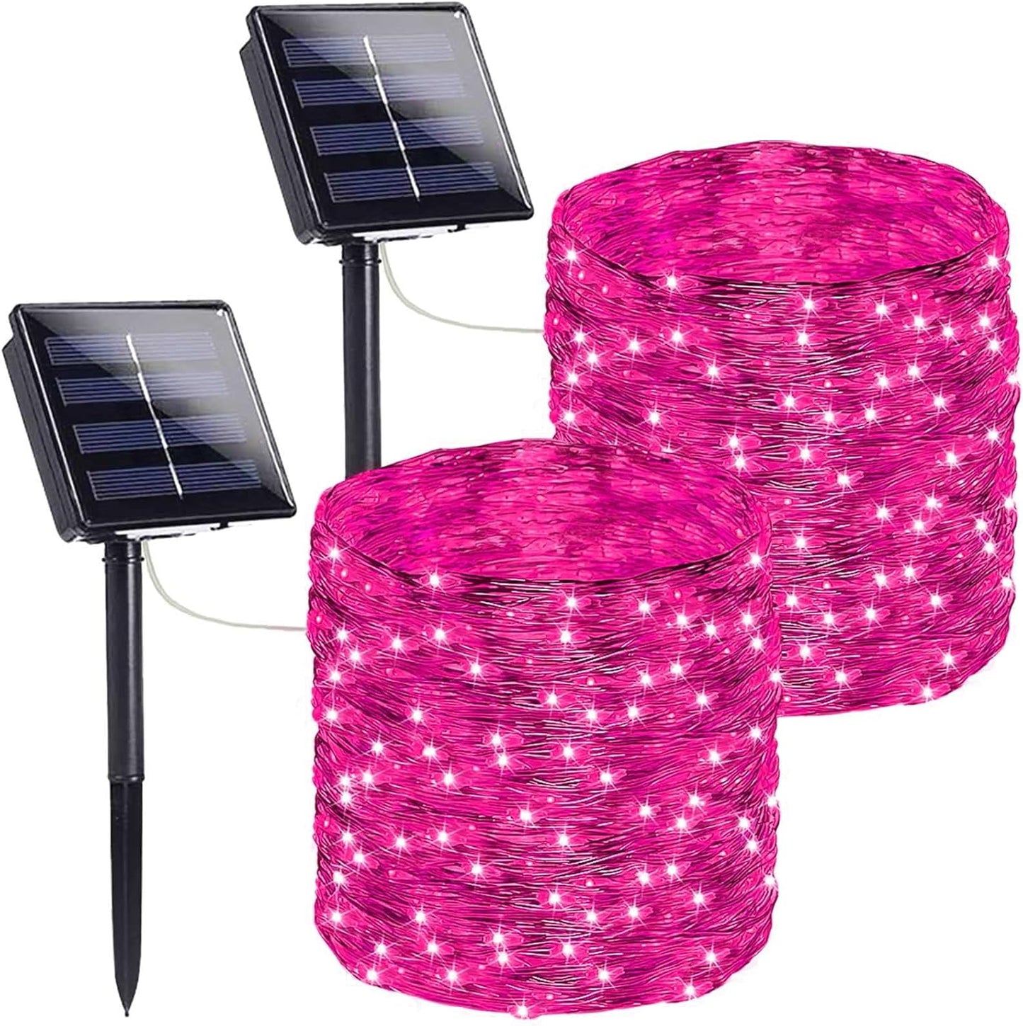 SANJICHA Pink Extra-Long Solar String Lights, 2-Pack 400 LED Solar Valentine Day Lights, Waterproof Copper Wire 8 Modes Solar Twinkle Fairy Lights for Mother's Day Tree Garden Party Wedding (Pink)