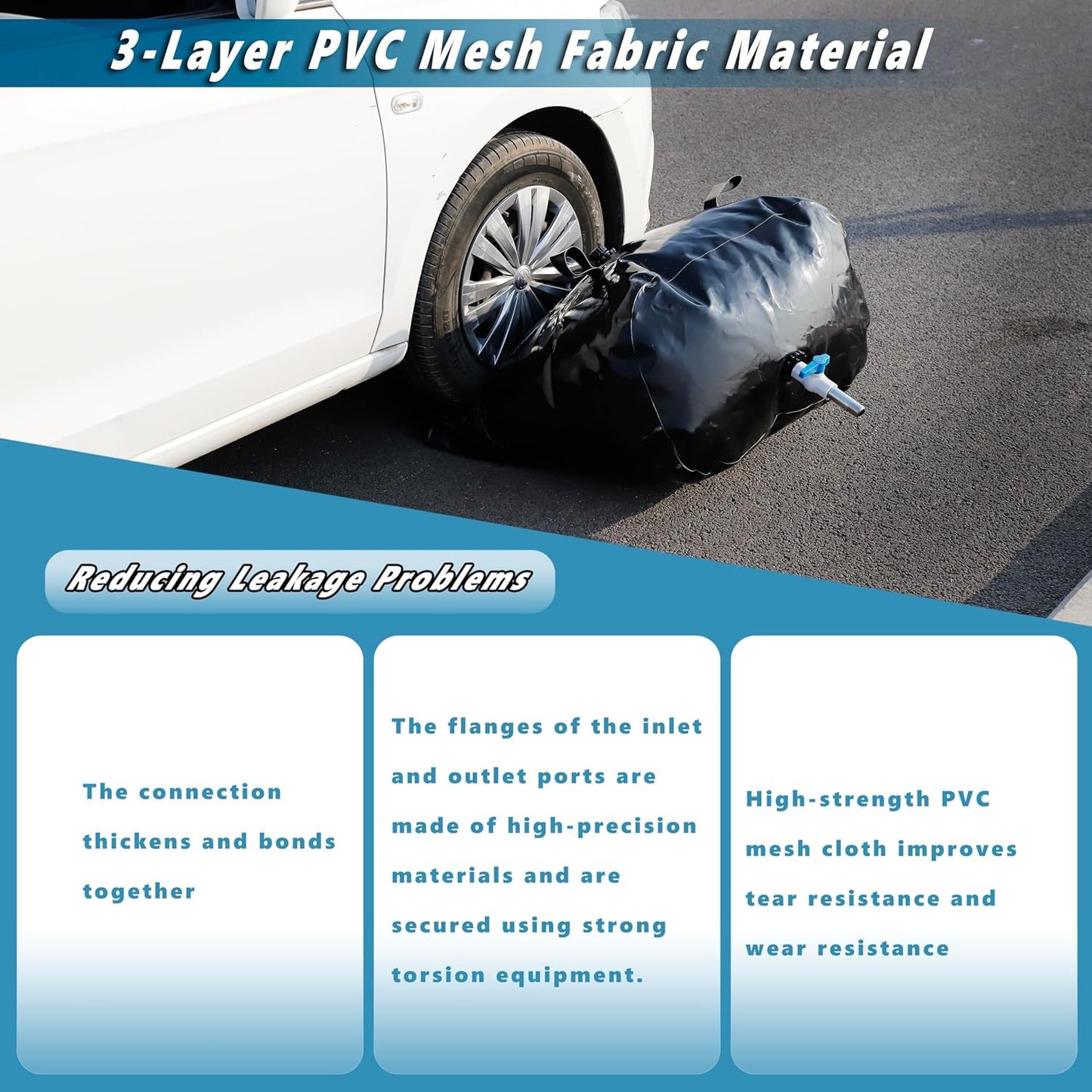 330 L/87 Gal Water Bladder Tank, Foldable Portable Water Storage Container, Emergency Water Bag for RV, Truck Bed, Fire Prevention, Drought Resistance, Black