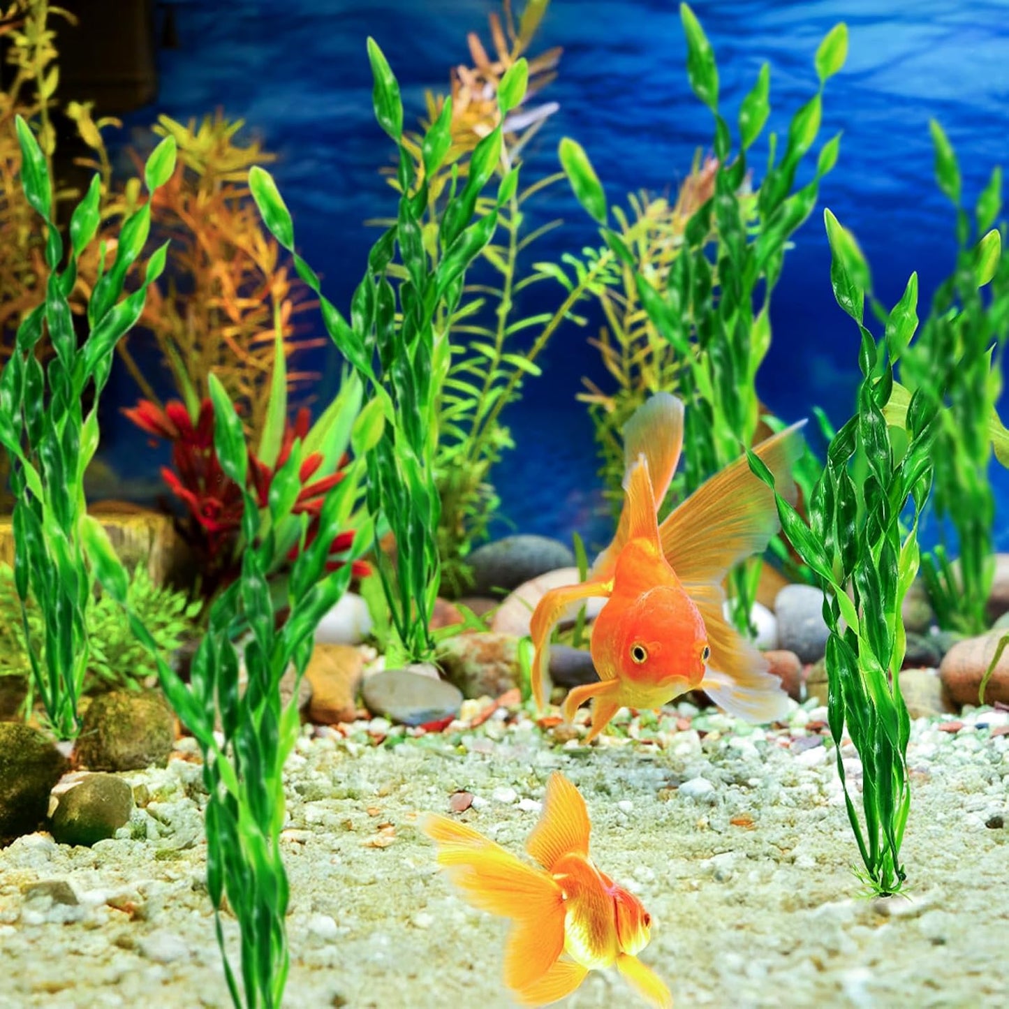 10 PCS Artificial Seaweed Water Plants for Aquarium, 12 Inch Fish Tank Plastic Plant Decorations(Green) (12 Inches)