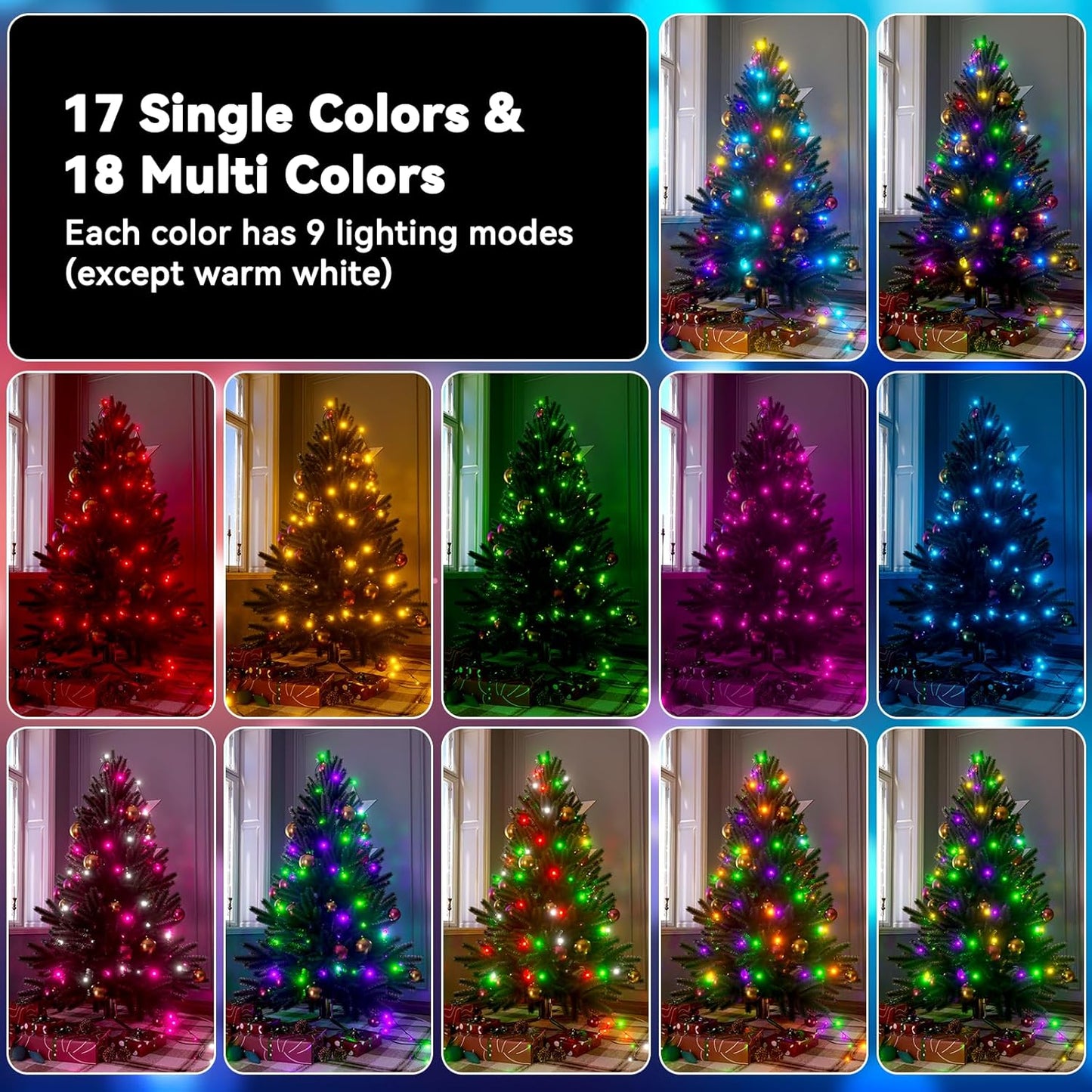 LitHome 99ft 300Led Color Changing String Lights with Remote,35 Colors RGB Christmas Lights with Timer,Dimmable Led String Light Outdoor,Xmas Tree Light Indoor Plug in for Halloween Fall Party Decor