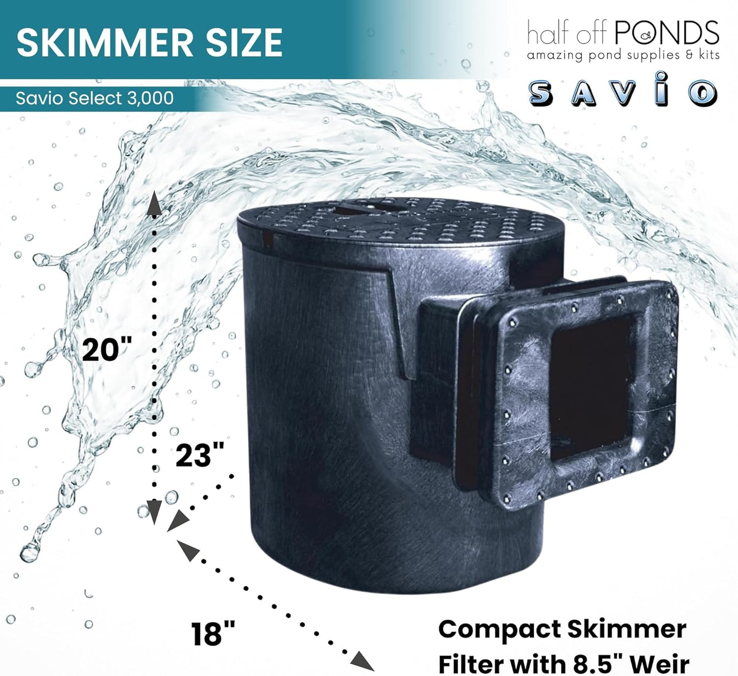 HALF OFF PONDS Savio Select 3,000 GPH Submersible Pump Pond Kit with 10' x 15' PVC Plastic Pond Liner, UV Clarifier for Water Garden & Koi Pond