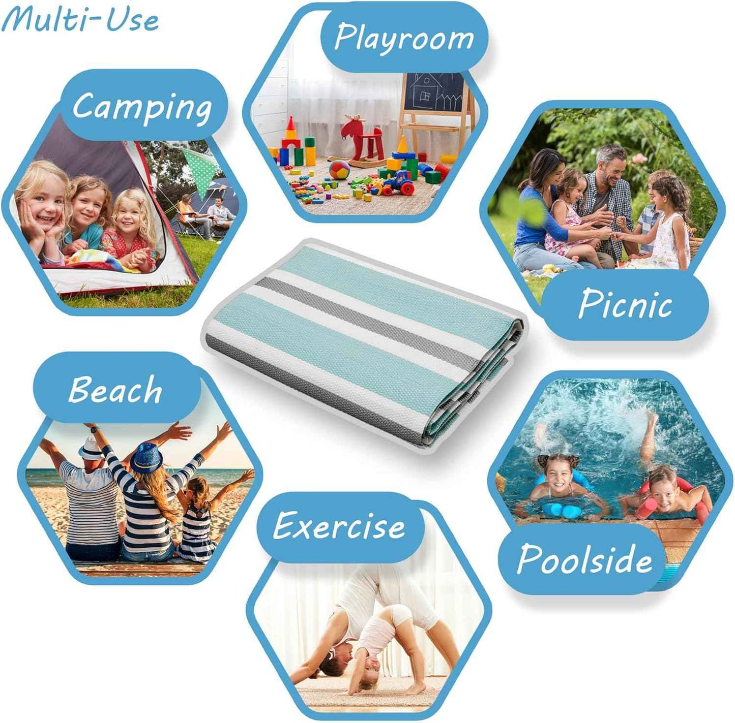 Reversible Plastic Straw, Water Resistant Outdoor Rug 6x9 - Modern Outdoor Patio Rug, Also for Deck, Porch, Camp, Camping, Entryway, RV - Waterproof Outside Area Rug