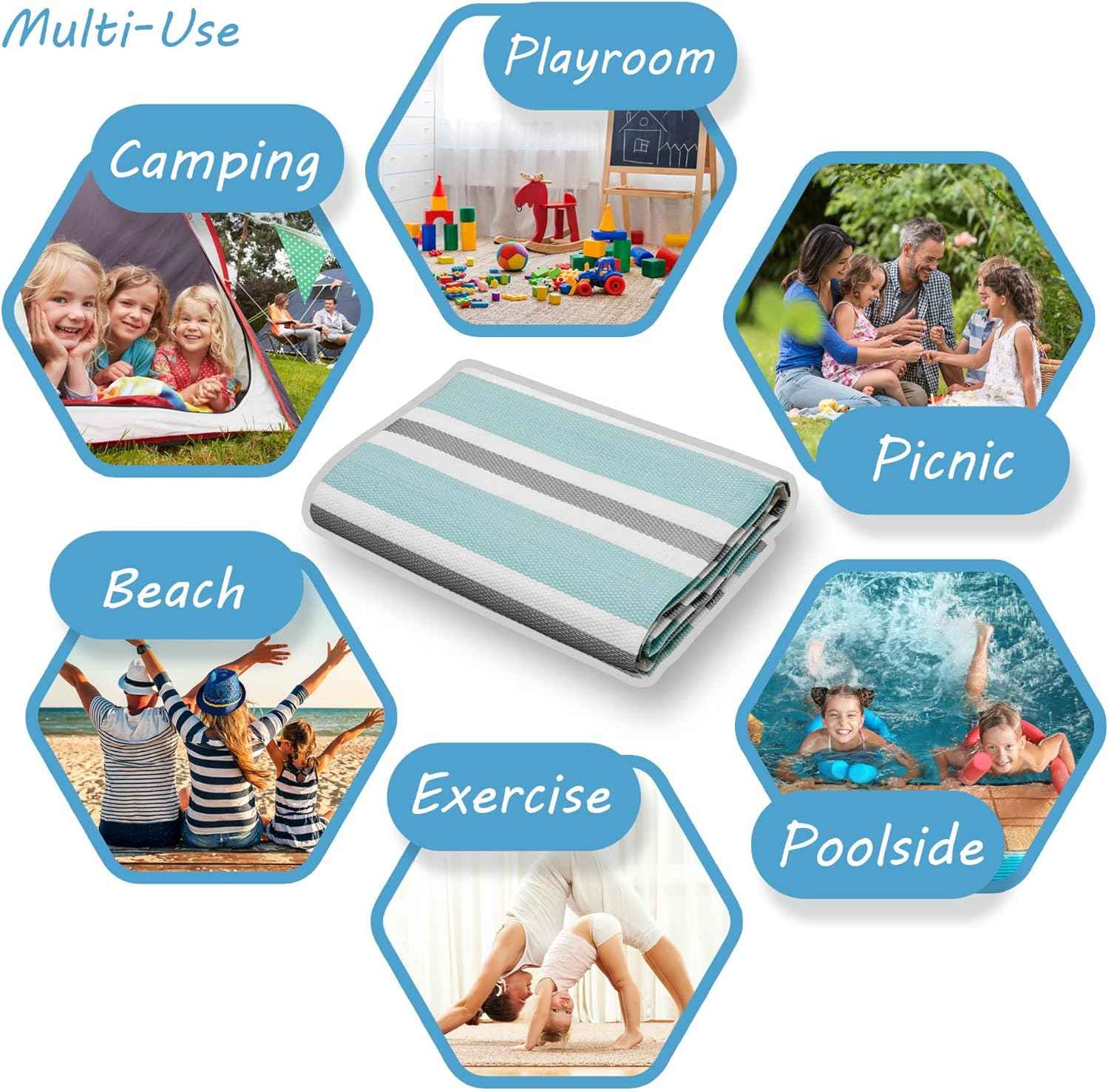 Reversible Plastic Straw, Water Resistant Outdoor Rug 6x9 - Modern Outdoor Patio Rug, Also for Deck, Porch, Camp, Camping, Entryway, RV - Waterproof Outside Area Rug