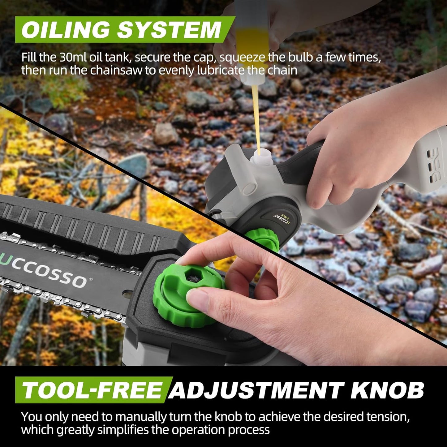 3-in-1 Electric Pole Saws for Tree Trimming 6&8" Mini Chainsaw Cordless with Extension Pole, 850W Brushless Motor,Auto Oiling,Total Reach of Max 15ft, Pole Saw for Home & Garden & DIY