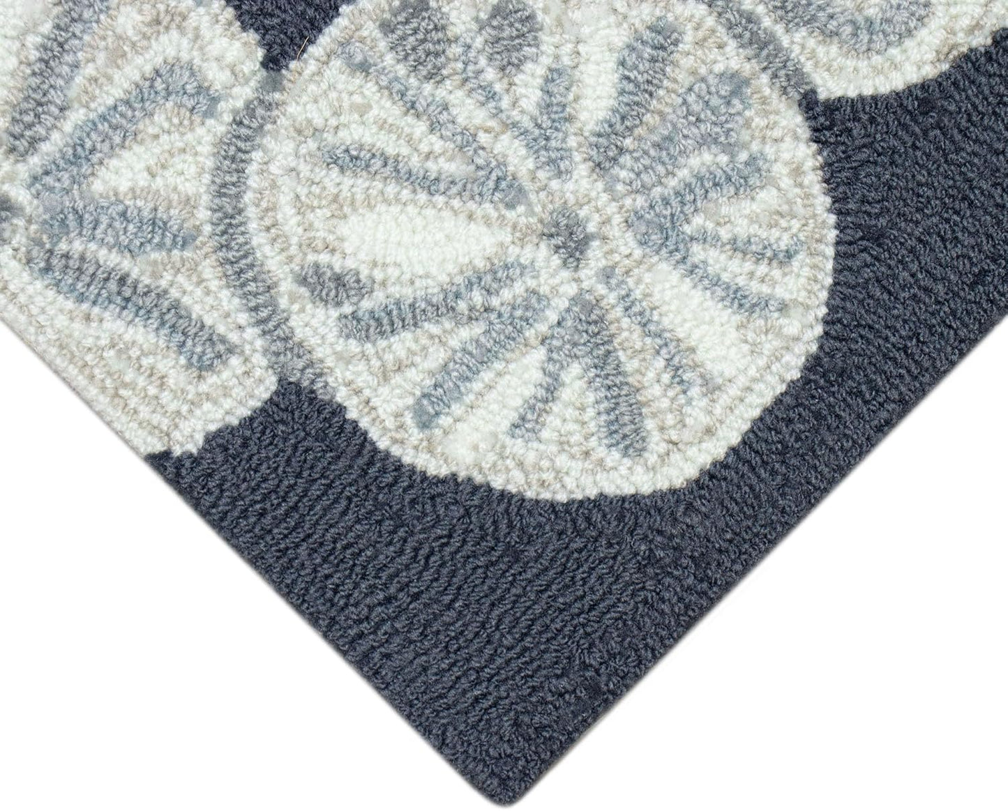 Liora Manne Capri Indoor/Outdoor Handmade Synthetic Blend Durable Area Rug - Transitional Graphic Coastal Beach Decorative (Sea Biscuit Navy) (1'8" x 2'6")