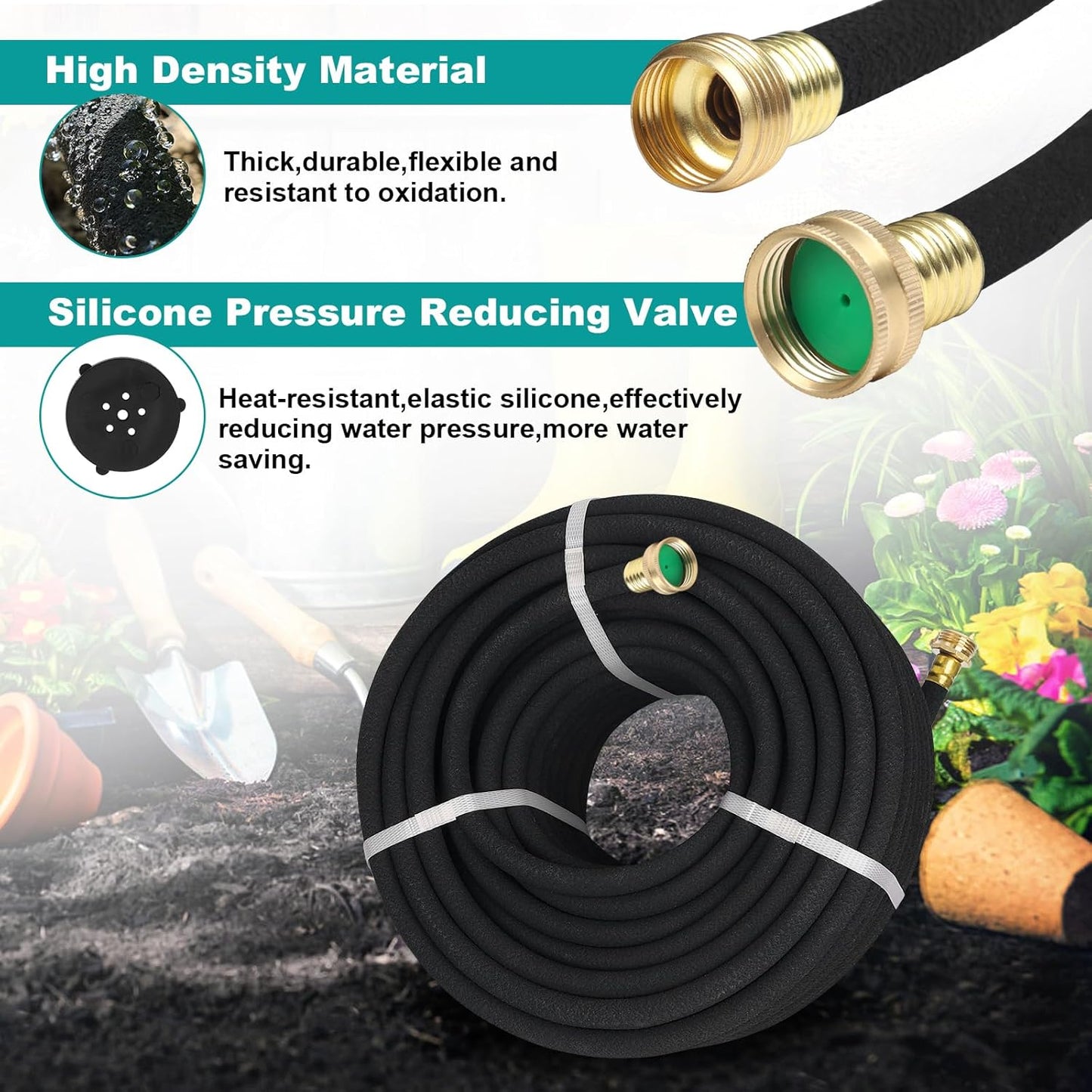 50 FT Soaker Hose 1/2" Heavy Duty Garden Hose to Save 70% Water Drip Irrigation Kit for Lawn/Yard Landscaping Beds