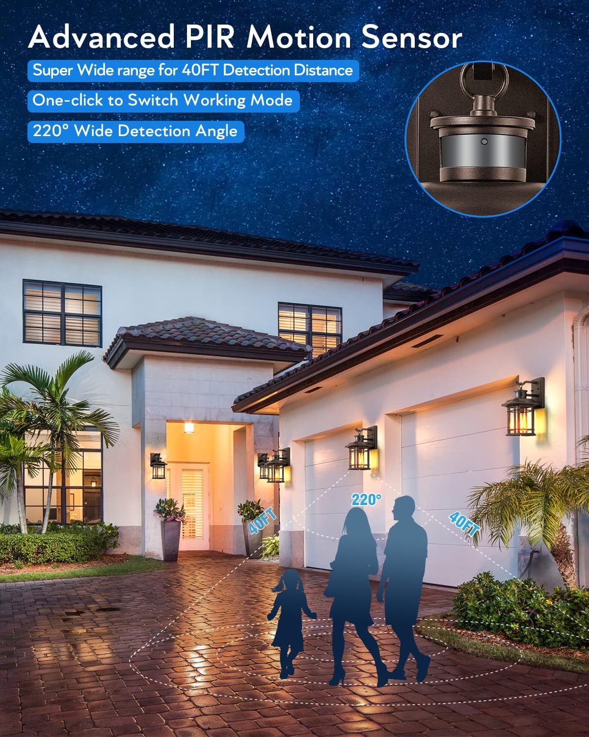 VIANIS Motion Lights for Outside, 2 Pack Dusk to Dawn Exterior Lighting Fixtures, Bronze Front Porch Light Lantern, Waterproof Outside Lights for House, Porch, Entryway, Oil Rubbed Bronze, Anti-Rust