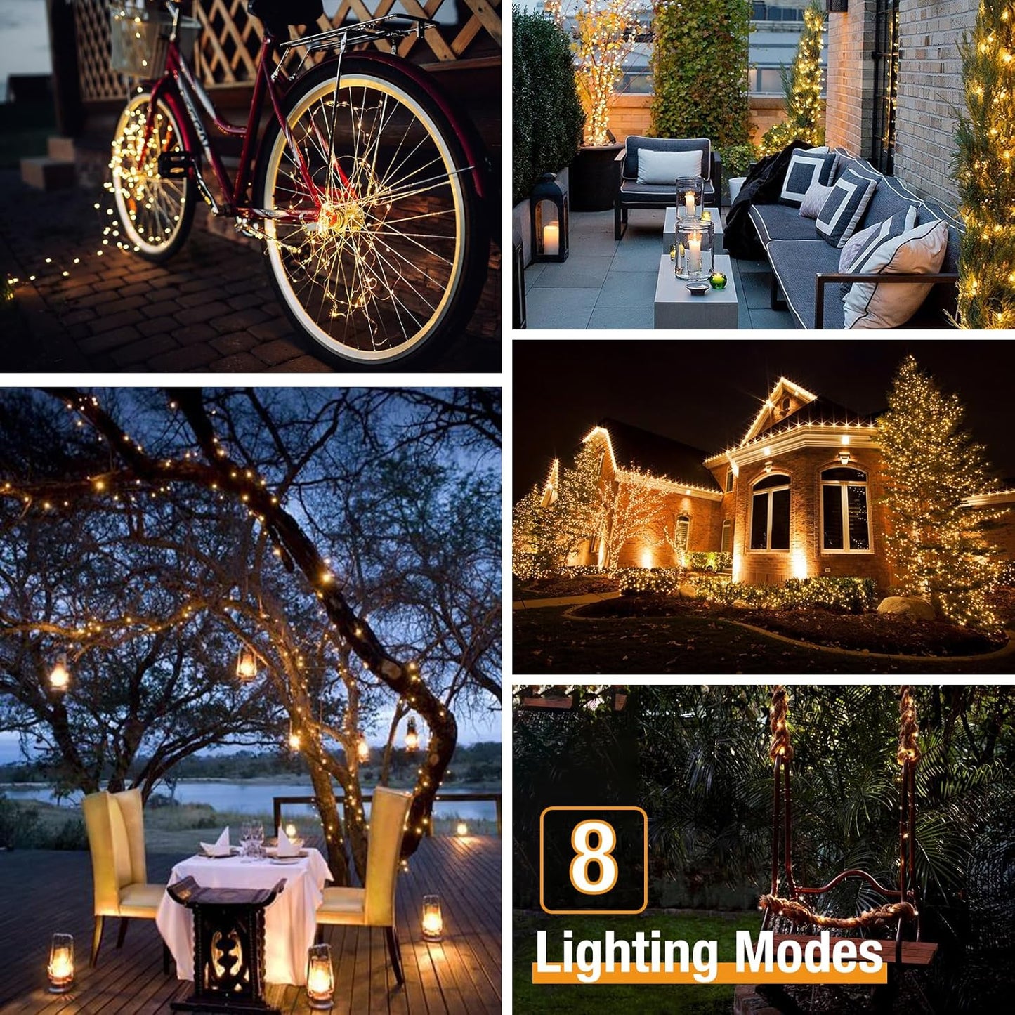 12 Pack Solar String Lights Outdoor, Total 960LED 396FT Solar Fairy Twinkle Lights Outdoor Waterproof 8 Modes Copper Wire Solar Lights for Outside Garden Patio Tree Christmas Wedding Party Decor