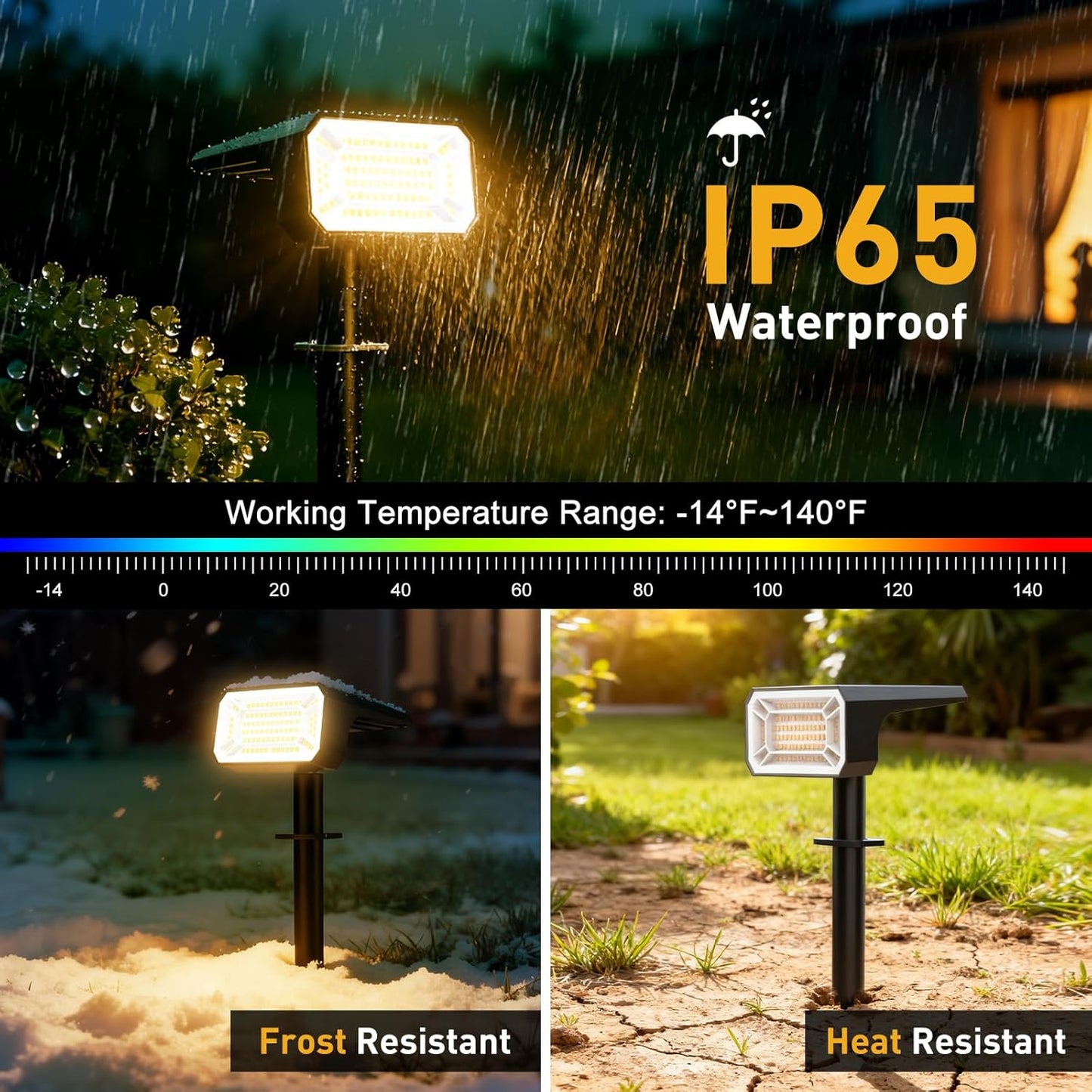 Solar Spot Lights Outdoor Waterproof IP65, [4 Pack/100 LED/4 Modes] Solar Landscape Spotlights, Auto On/Off High Lumens Spot Lights for Outside Yard Garden Pathway(Warm White)