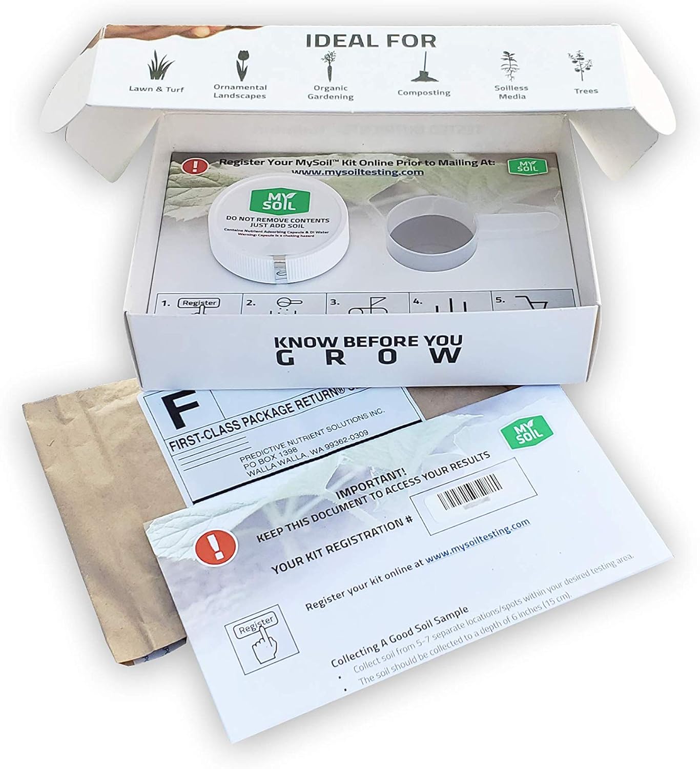 MySoil Test Kit Starter Pack, Unlock Your Lawn & Garden Potential, Complete & Accurate Nutrient and pH Analysis with Recommendations Tailored to Your Soil and Plant Needs | 1 Test Kit + 1 Soil Probe