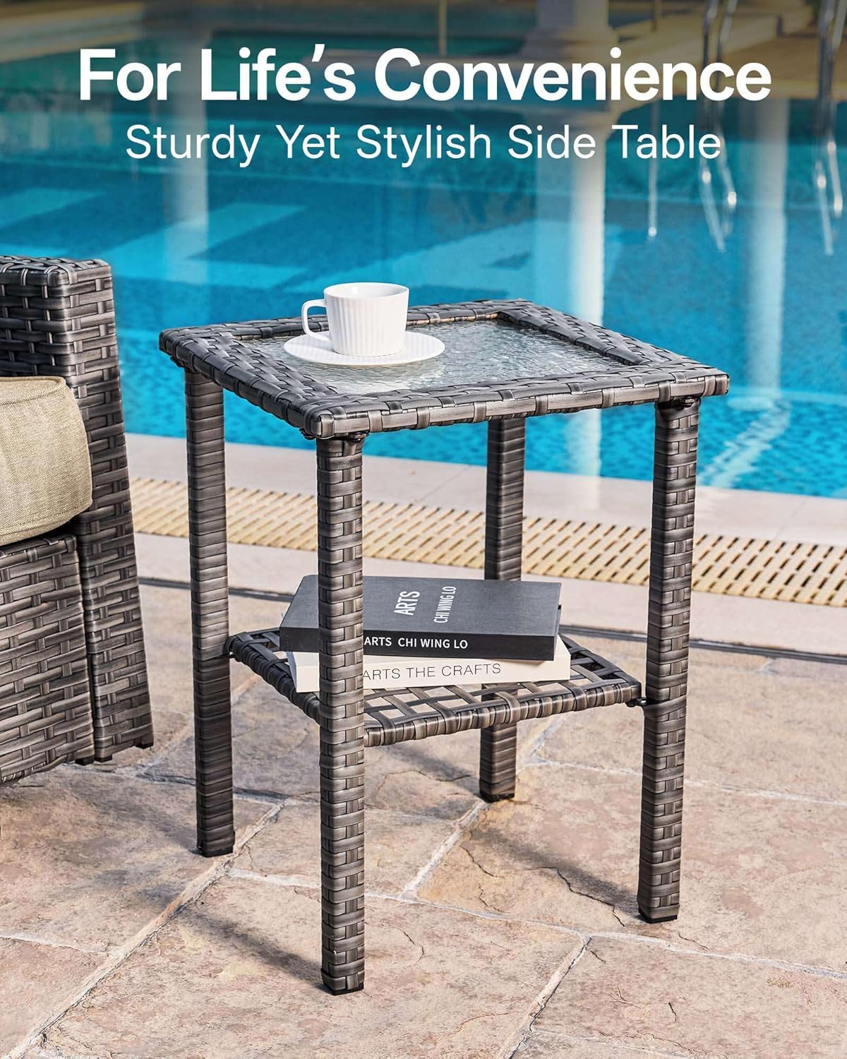 Luxury 5-Piece Patio Furniture Set with 6-Inch Thick Cushions, Outdoor Swivel Rocker Chairs Set, Wicker Conversation Set for Porch, Deck, Balcony, Yard in Beige
