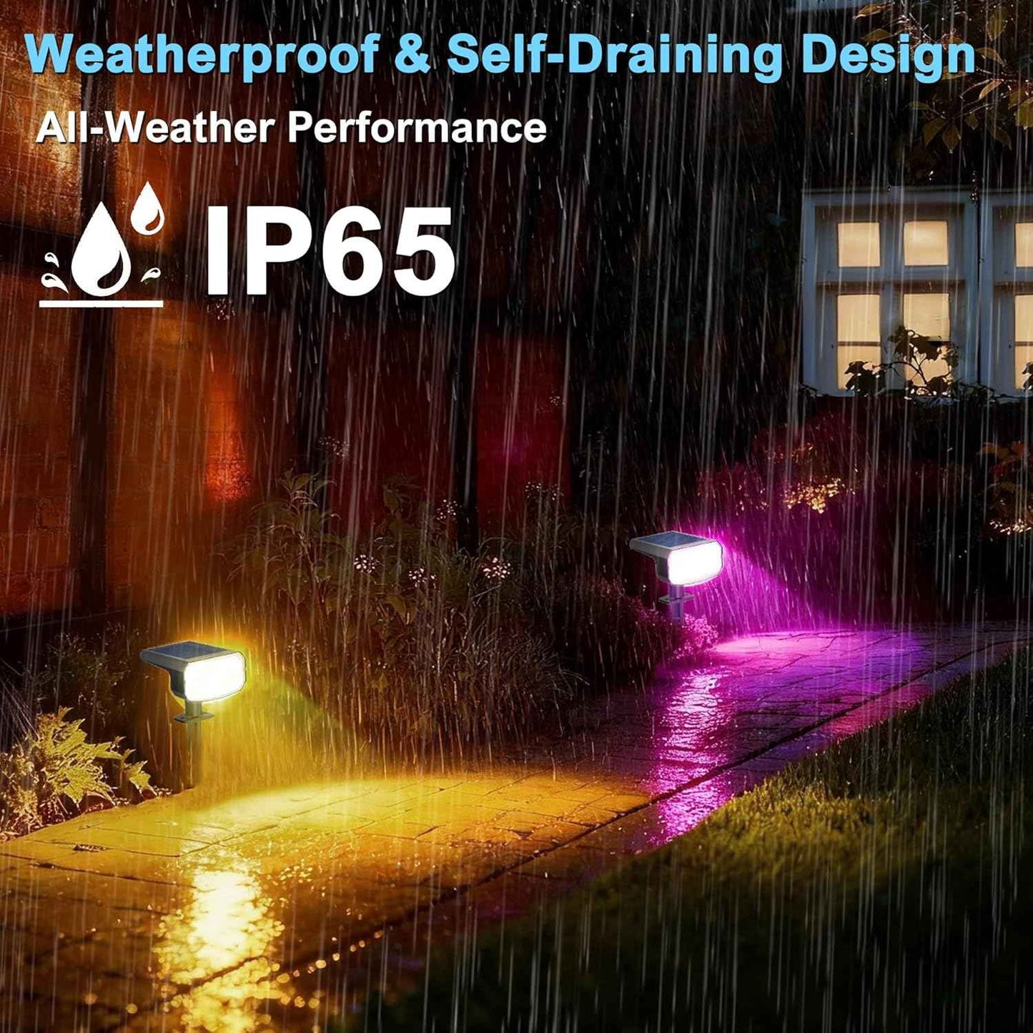JEJOT Color Changing Solar Spot Lights Outdoor – 4 Pack