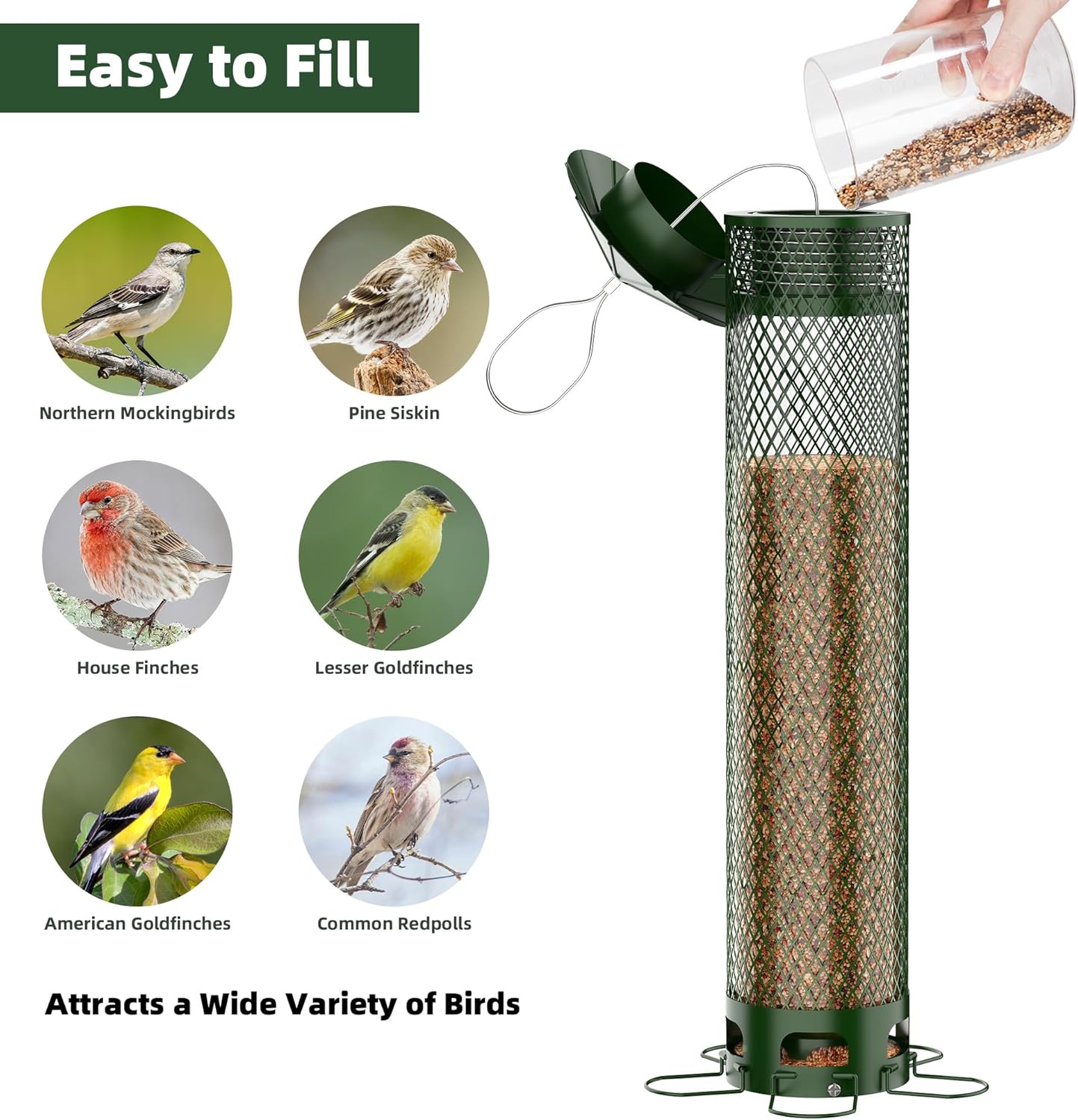 Lager Bird Feeder,Metal Squirrel Proof Bird Feeders for Outdoors Hanging 6.5LB Capacity,Easily Beat Squirrels,Attracting Finch,Cardinal,Chickadee