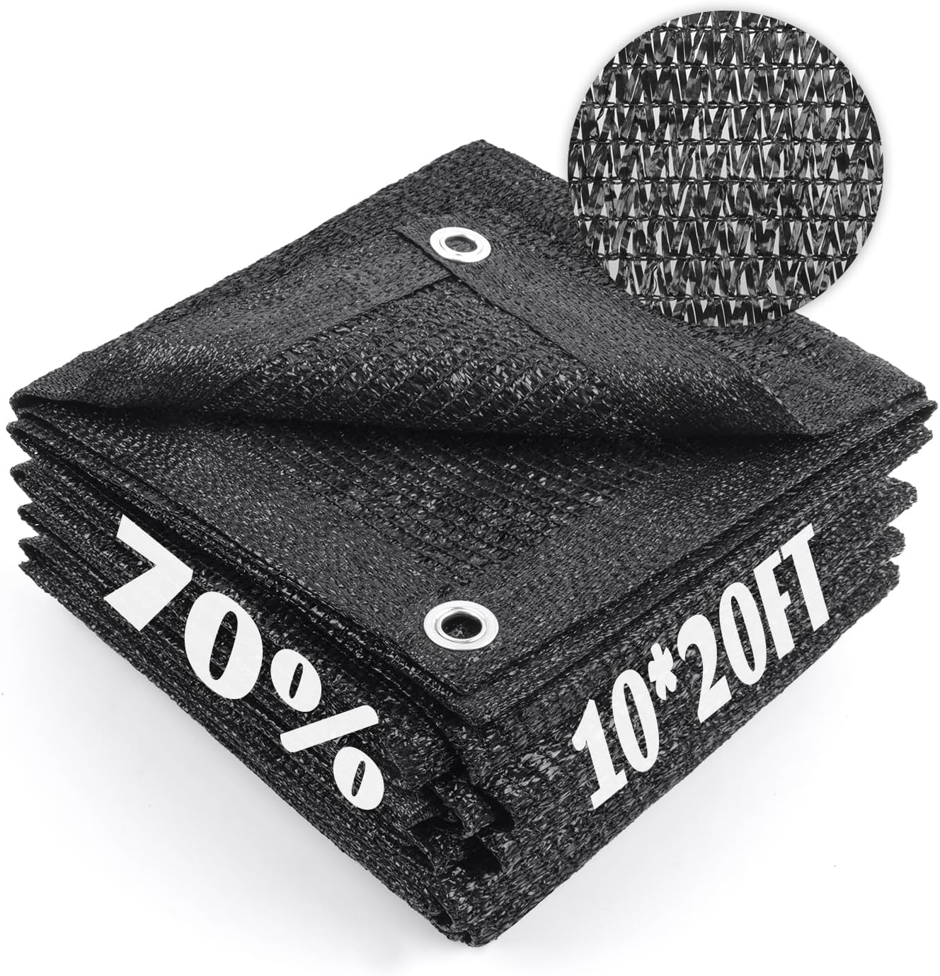 Cool Area 70% Sun Shade Cloth Mesh Tarp with Grommets for Plant Cover 10x20ft Patio Canopy Garden Pergola Greenhouse Car Barn Kennel Black