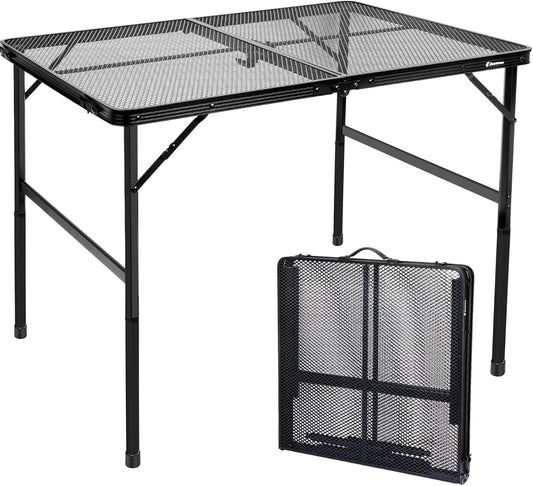 Folding Table, Easy for Storage, Compact Portable Picnic Table for Grill, Outdoor Camping, Garden, Patio, Dining, BBQ, Party, Market, 4Ft (Large, Black)