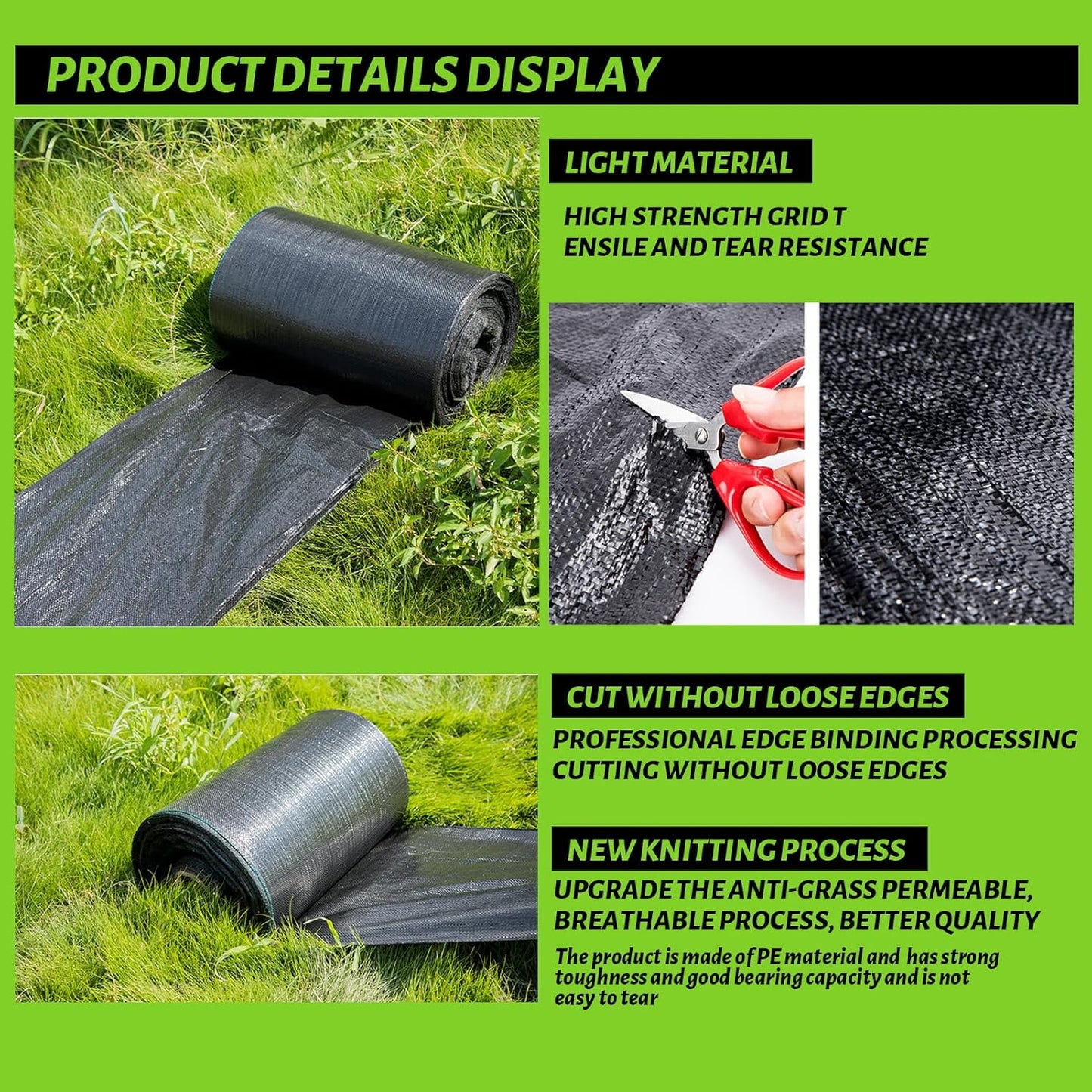 6x100FT Weed Barrier Landscape Fabric Heavy Duty, 3.2oz Durable Geotextile Fabric, Weed Block Gardening Ground Cover Mat, Weed Control Garden Cloth for Landscaping, French Drains, Yard Driveway