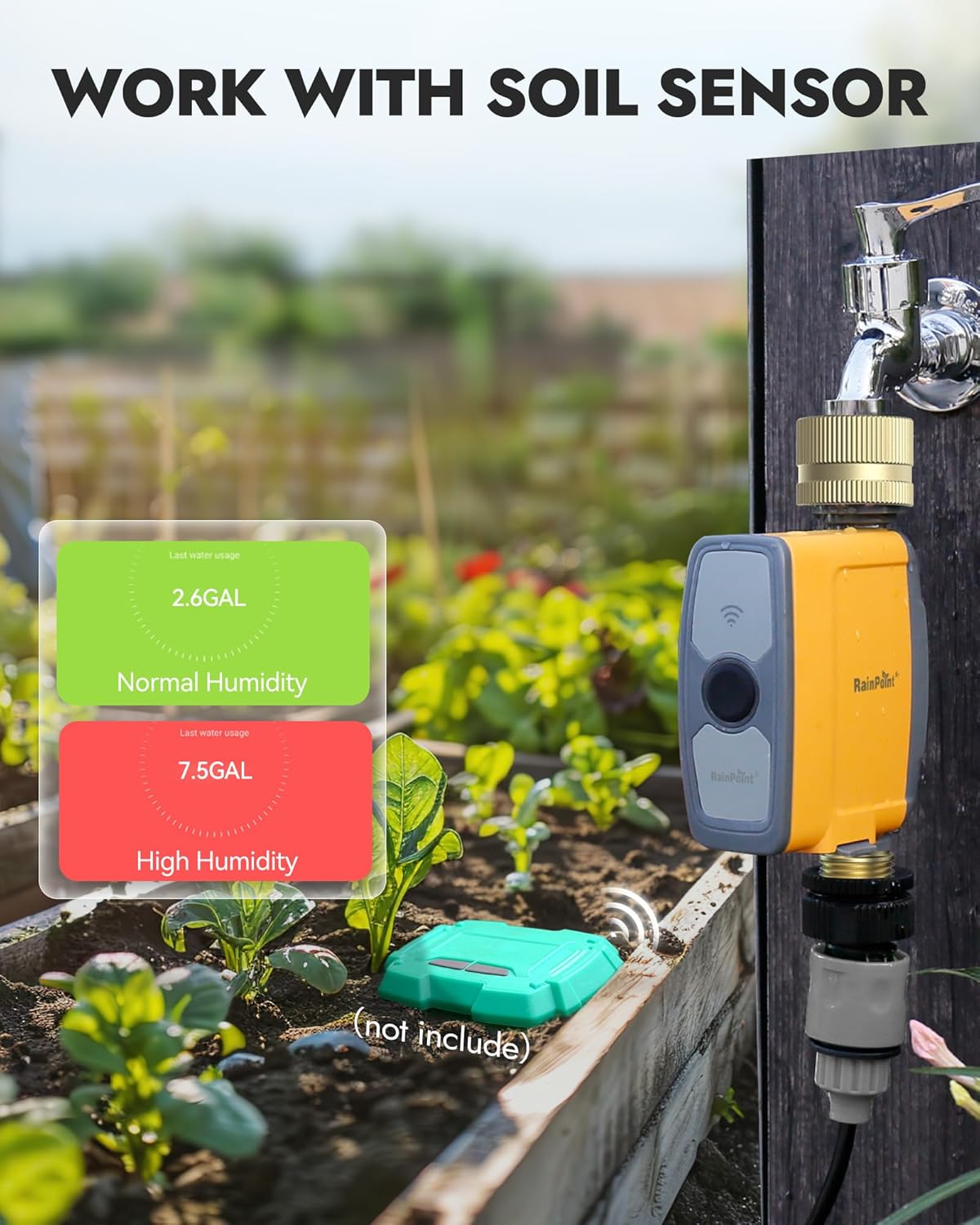 RAINPOINT WiFi Water Timer, Smart Sprinkler System Valve With APP & Voice Control, Weather-Based Automatic Rain Delay, Brass Inlet & Outlet (No WiFi Hub)