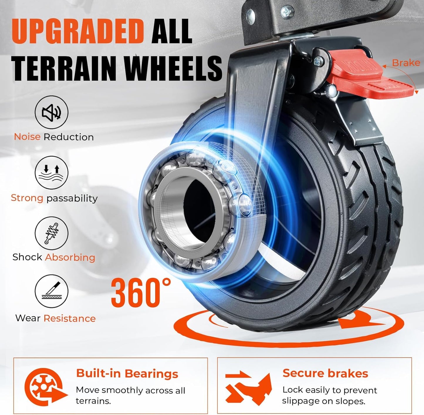 Overmont Collapsible Wagon Cart with Wheels - 180L Foldable Heavy Duty Wagon with Big All-Terrain Wheels - 330Lbs Weight Capacity with Side Pockets for Camping Sports Garden Grocery Shopping red