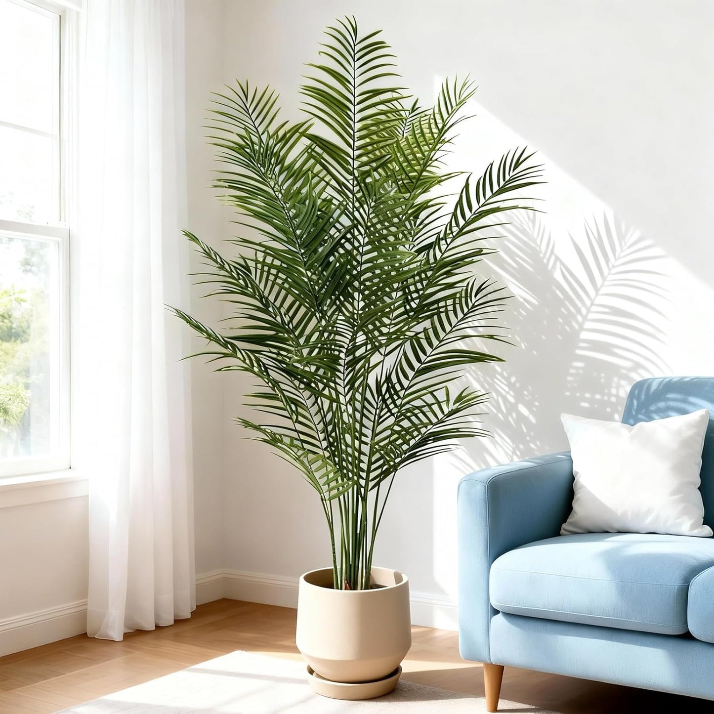 Artificial Palm Tree Indoor 6.5ft, Large Fake Tropical Areca Palm Tree with 18 Trunks, Faux Dypsis Lutescens Floor Plant in Pot for Indoor Outdoor Home Office Decor & Housewarming Gift