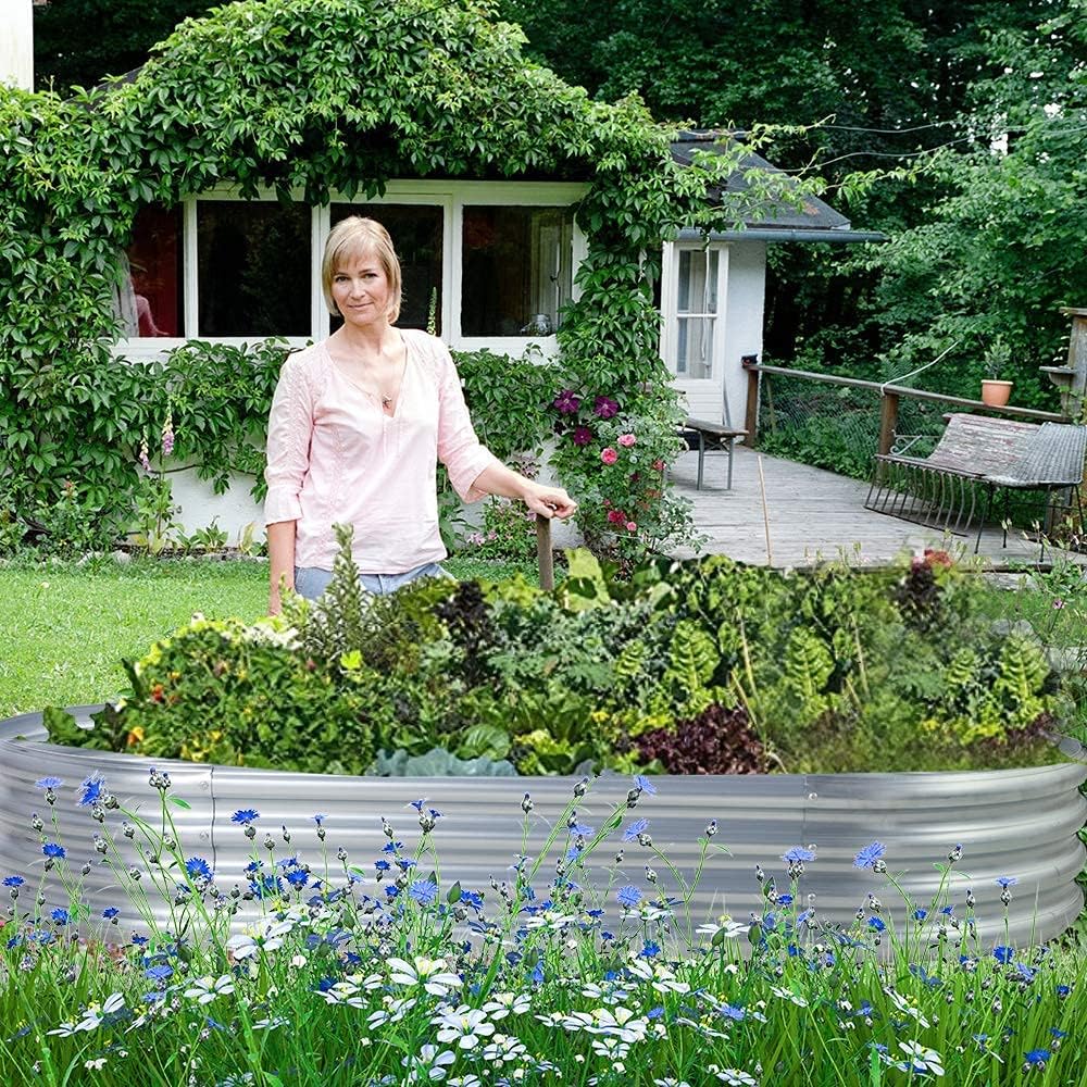 Land Guard 6ft Metal Raised Garden Bed，2 Pcs Galvanized Planter Raised Beds for Vegetables…………