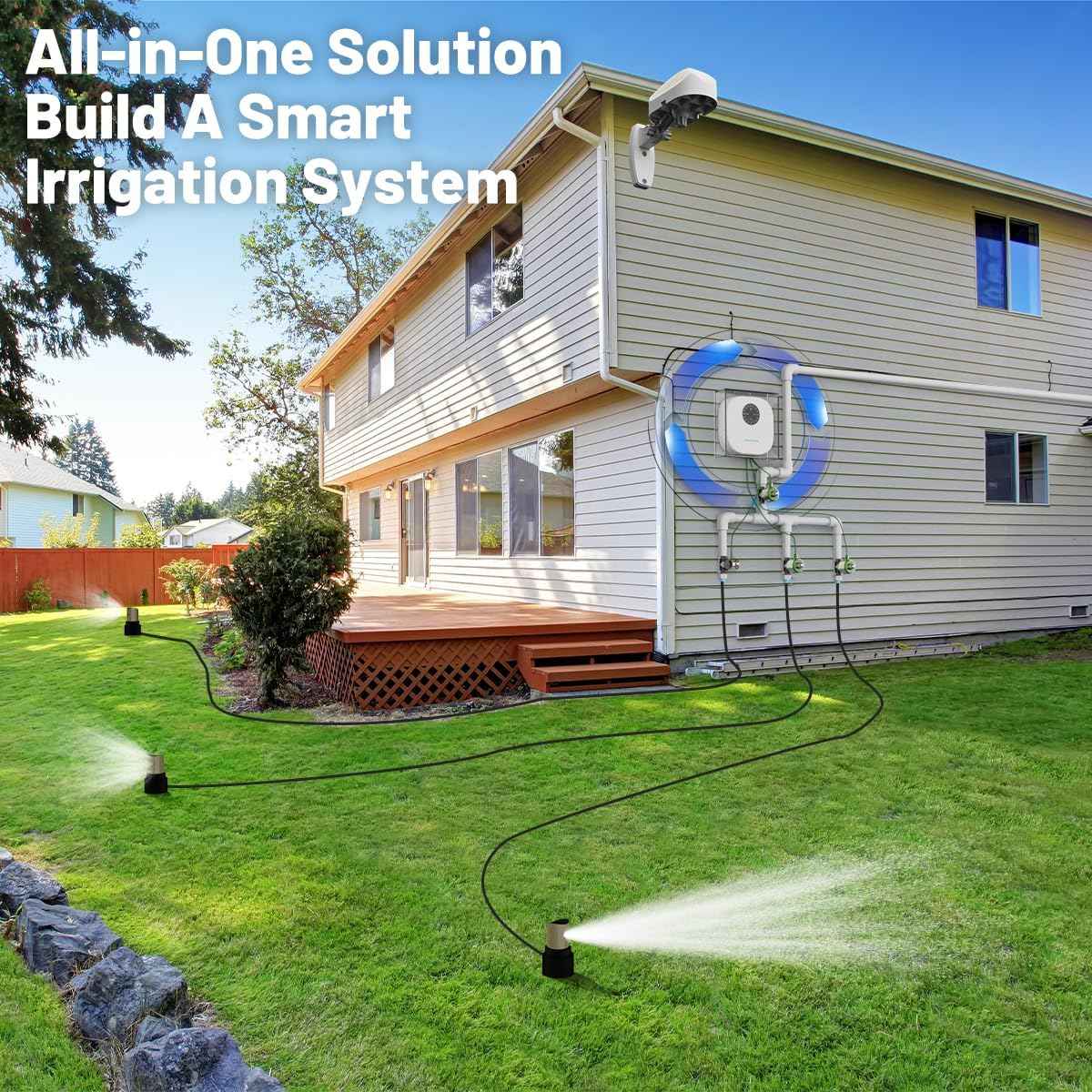 Smart Sprinkler Controller Pro，12-Zone/Station Irrigation System(with Water Pump and Rain Sensor Connection Interface)，GreenVation 2.4G/5GHz WiFi Water Timer for Outdoor Garden/Yard/Lawns (12 Zone)