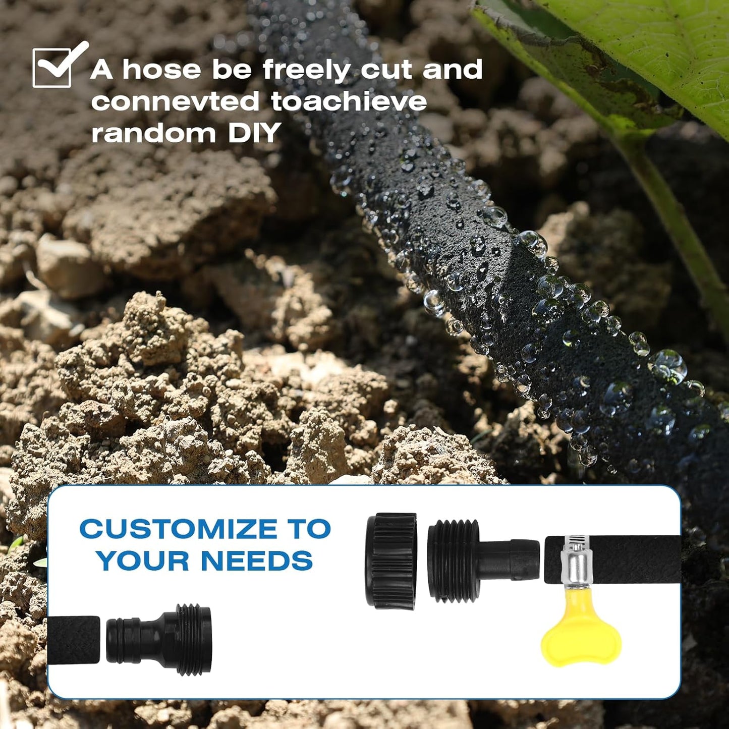Soaker Hose 25FT Heavy Duty Rubber Saves 75% Water End Cap Included for Additional Hose Connect Great for Gardens/Flower Beds