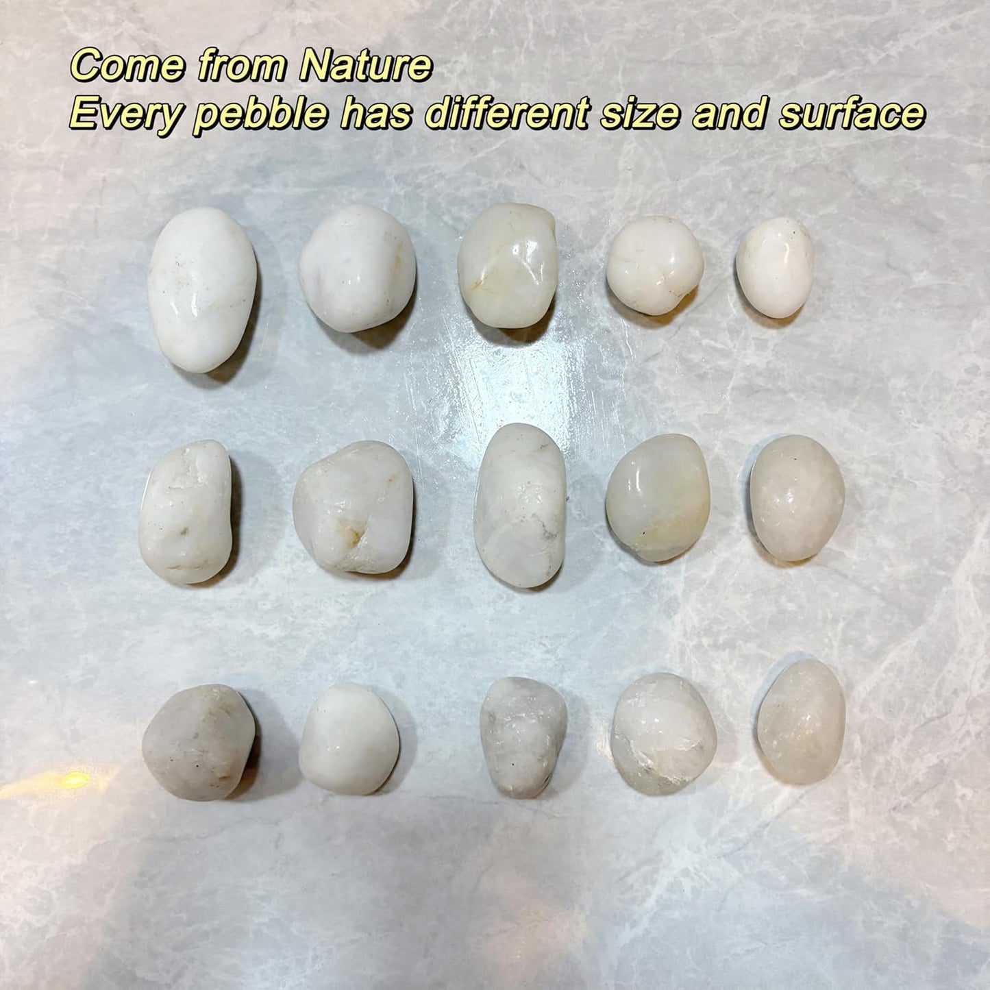 2lbs River Rocks, 1-2Inch Decorative Ornamental Natural Pebbles for Garden Couryard Landscaping Stones, Gravel Filler for Fish Tank,Vases,Home Decor,Aquariums,Animal Habitat, White