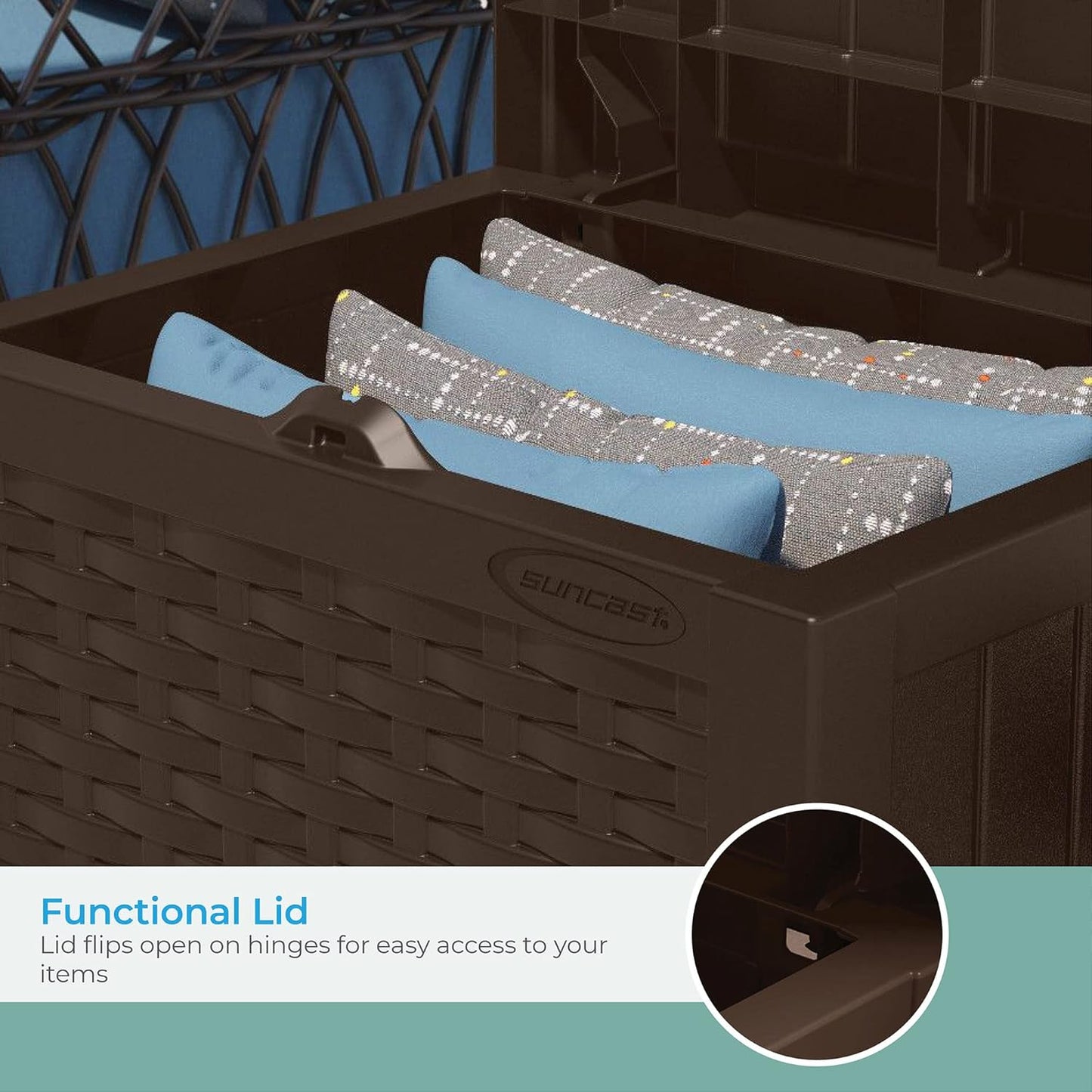 Suncast 22 Gallon Small Resin Storage Seat, Java, SSW600J