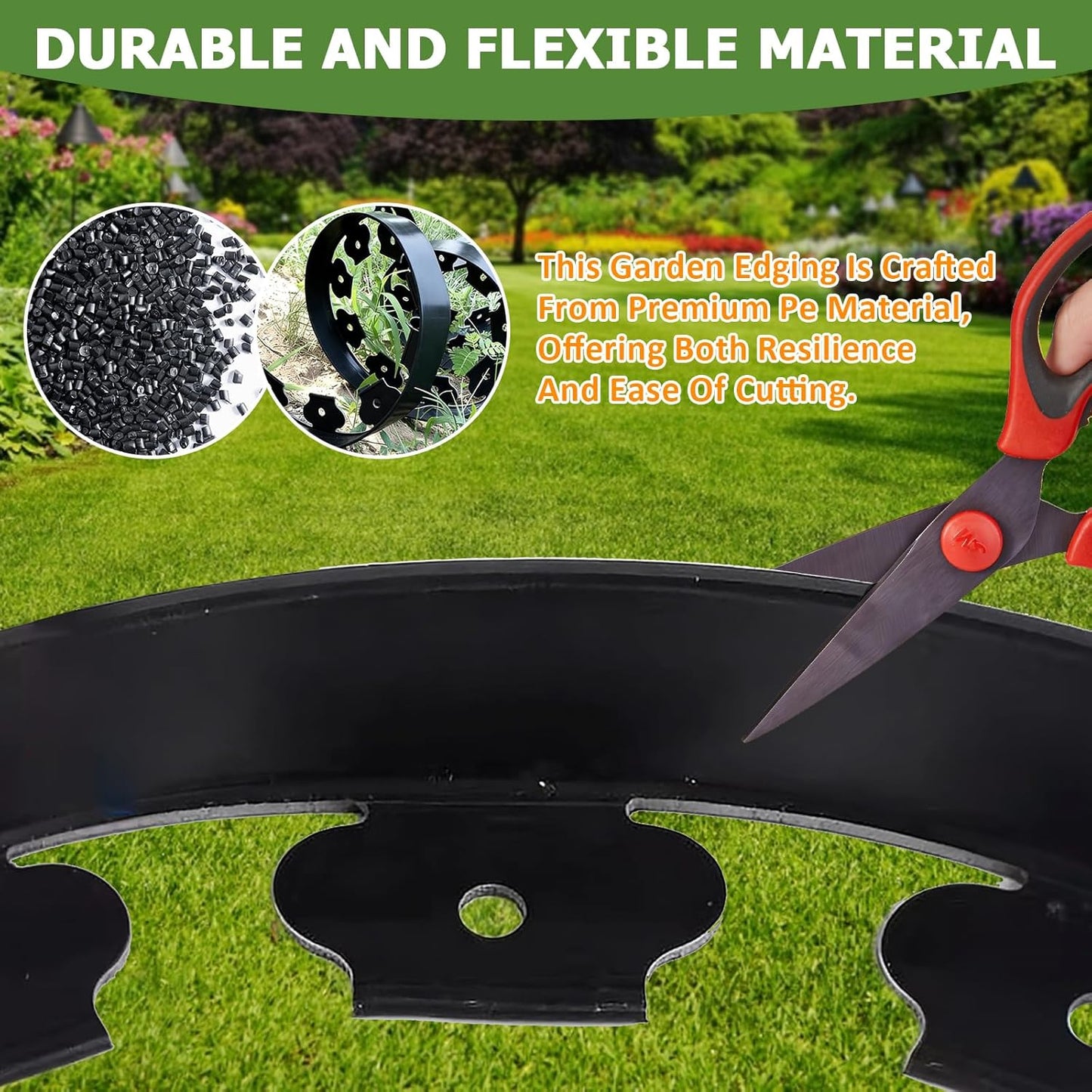 Garden Edging Border, 4 Inches Tall, 80 Feet Landscape Border Edging with 100 Metal Stakes, Plastic Edging for Landscaping, Flower Beds, Yards, Tree Rings, and Lawn Borders