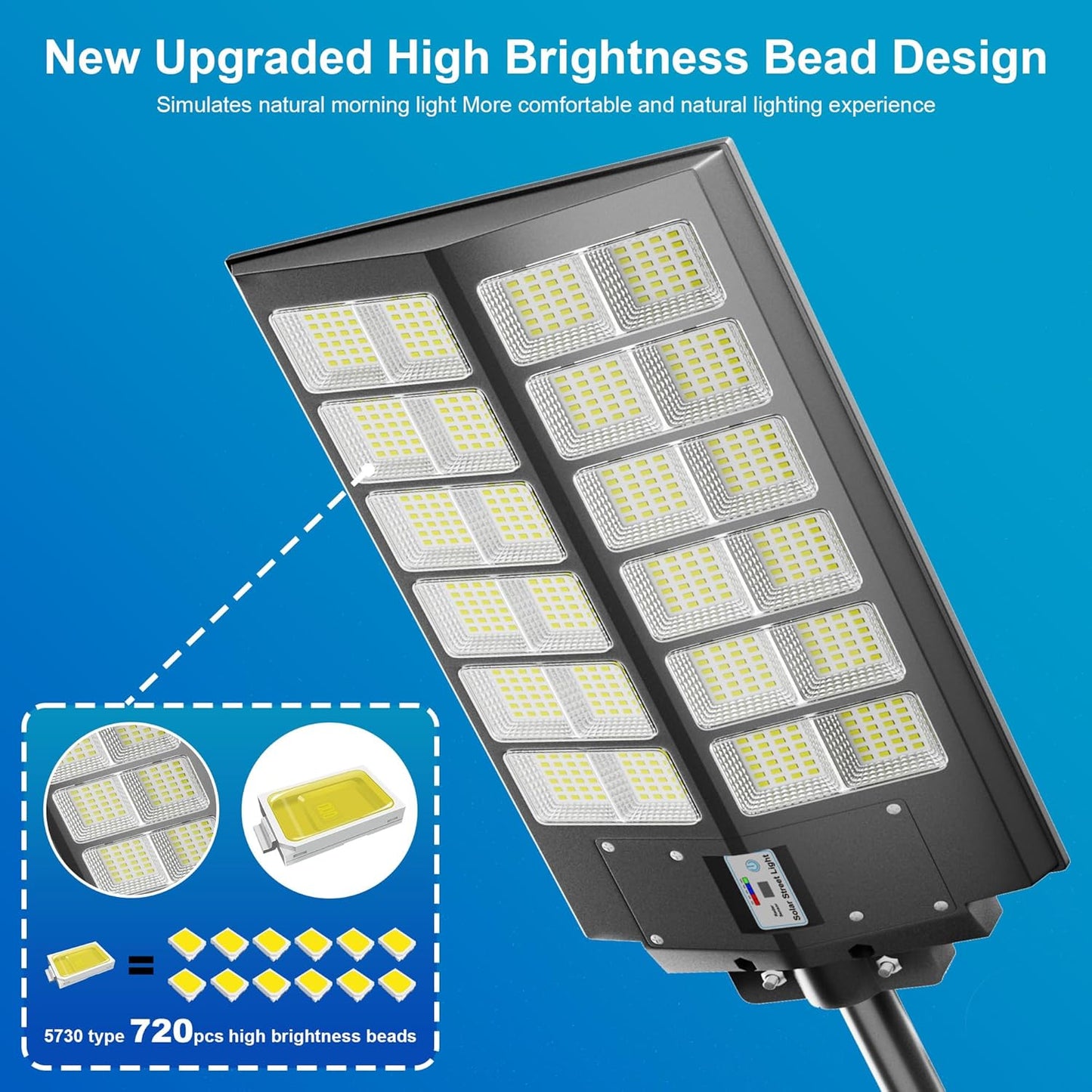Solar Street Lights Outdoor Waterproof 9000W - LED Solar Powered Street Light Dusk to Dawn with Motion Sensor, Heavy Duty Large Outdoor Solar Lights for Parking Lot/Garden/Yard/Pathway Lighting