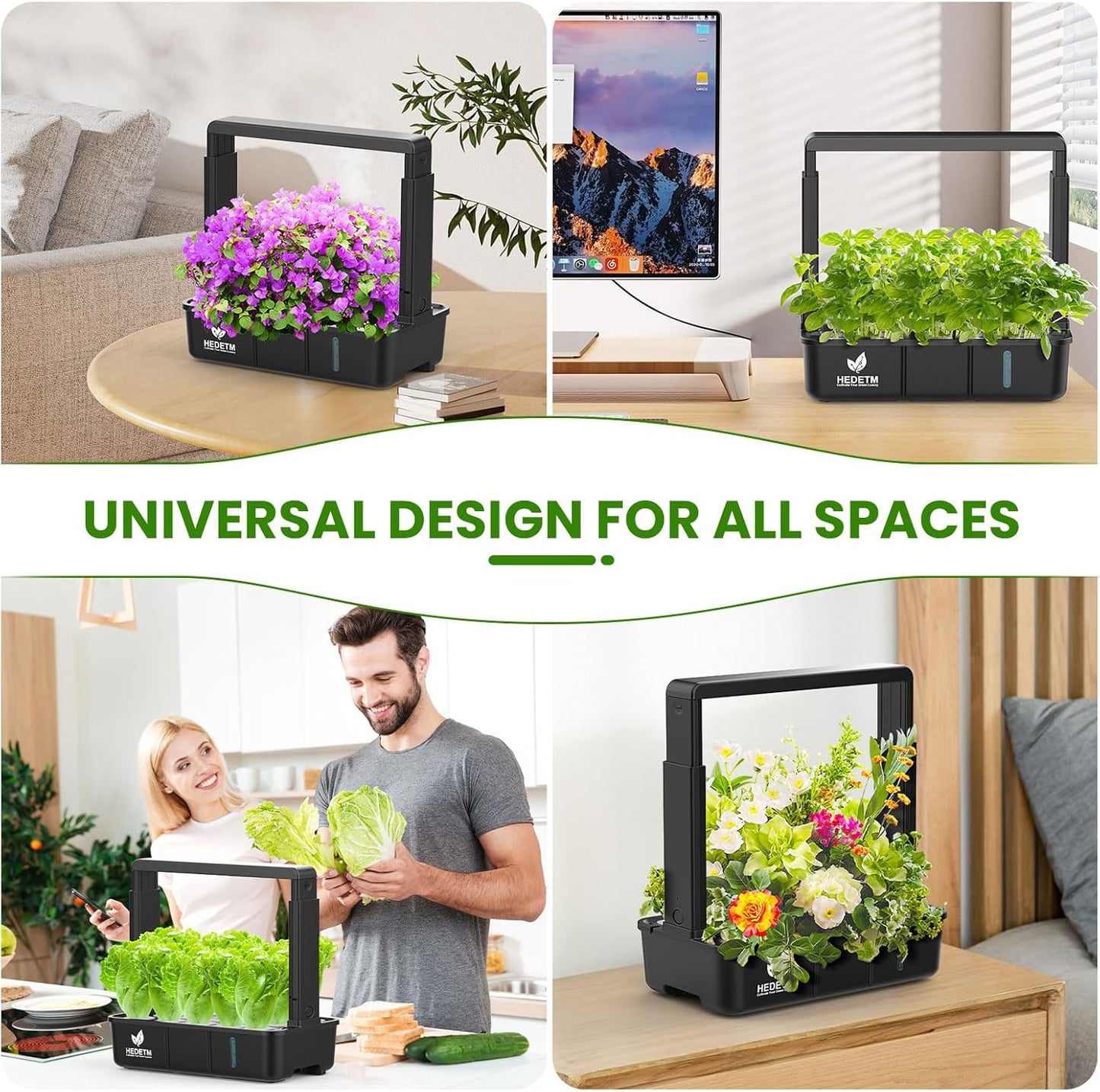 Hopegarden Indoor Garden Hydroponics Growing System: 15 Pods Plant Germination Kit Herb Vegetable Growth Lamp Countertop with LED Grow Light - Hydrophonic Planter Grower Harvest Lettuce