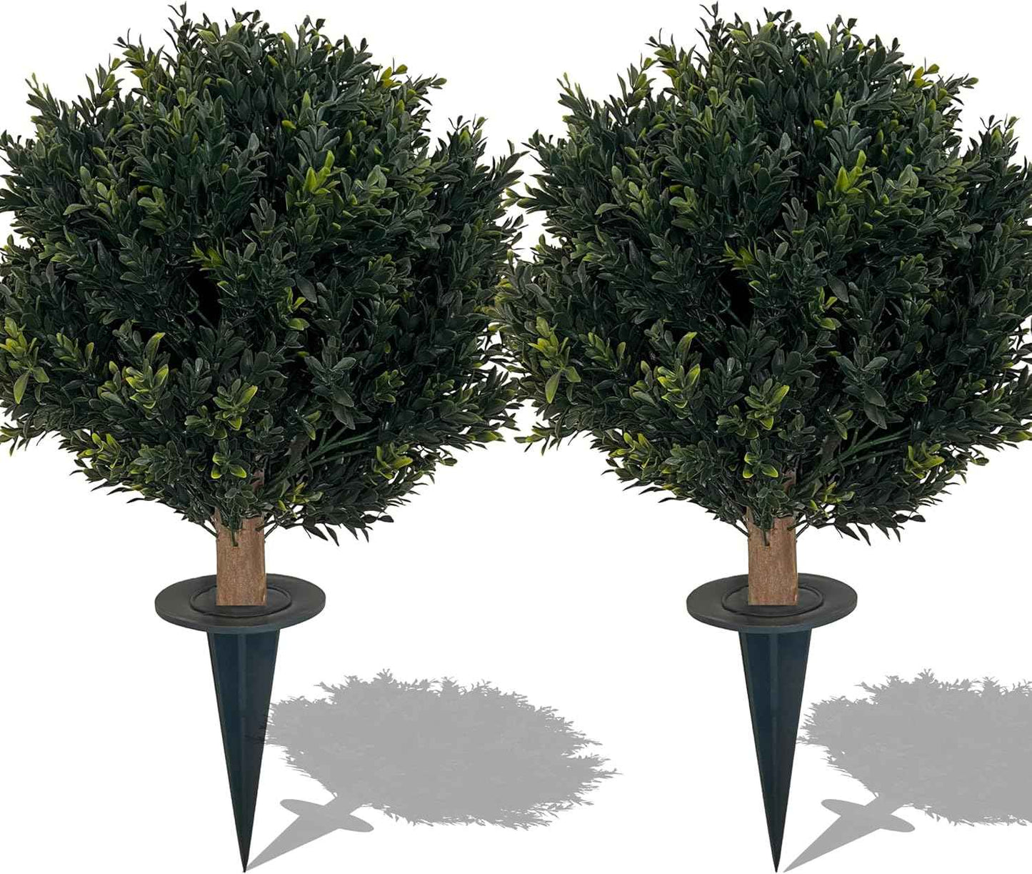 Artificial Boxwood Ball Bush 27" Tree UV Resistance Rated with Spike. Easy to Push in The Ground.Plant Looks Great in a Planter Anywhere. Indoor/Outdoor Decor 2 Pack