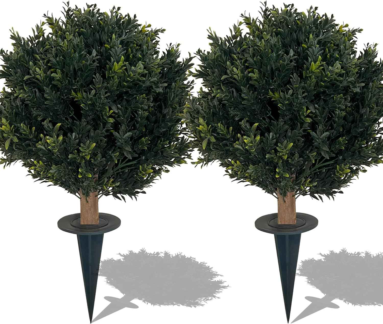 Artificial Boxwood Ball Bush 27" Tree UV Resistance Rated with Spike. Easy to Push in The Ground.Plant Looks Great in a Planter Anywhere. Indoor/Outdoor Decor 2 Pack