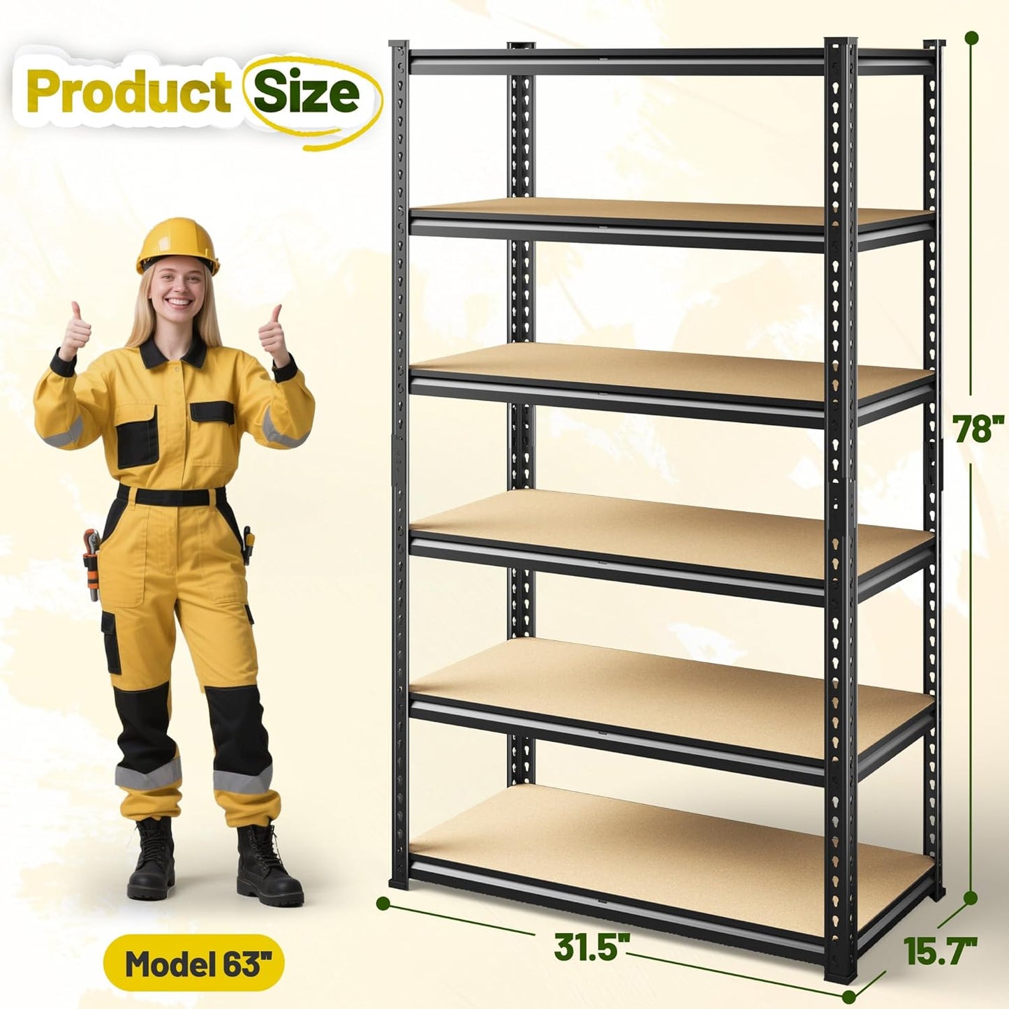 78" H Metal Shelving 6 Tier Garage Shelving Adjustable 2400LBS Storage Shelves Heavy Duty Pantry Shelves for Kitchen Closet Basement Warehouse