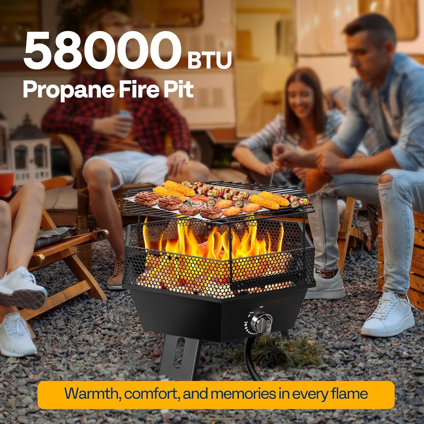 VIVOHOME Portable 58,000 BTU Propane Fire Pit, 24-Inch Smokeless Outdoor Design with Carry Bag, Tank Holder, Ideal for Patio, Backyard, Camping, Tailgating, Deck, RV