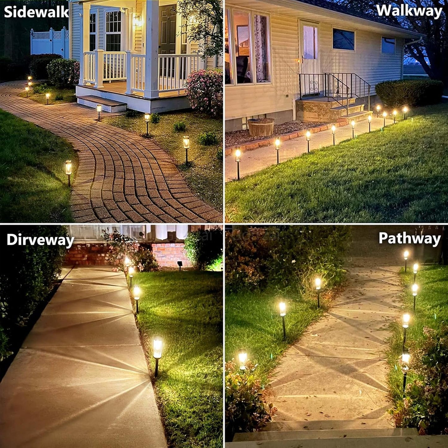Solar Pathway Lights Outdoor Waterproof Solar Outdoor Lights with LED Tungsten Filament Bulb, Auto On/Off Garden Lighting for Outside Yard Landscape Driveway Lawn Path 4 Pack