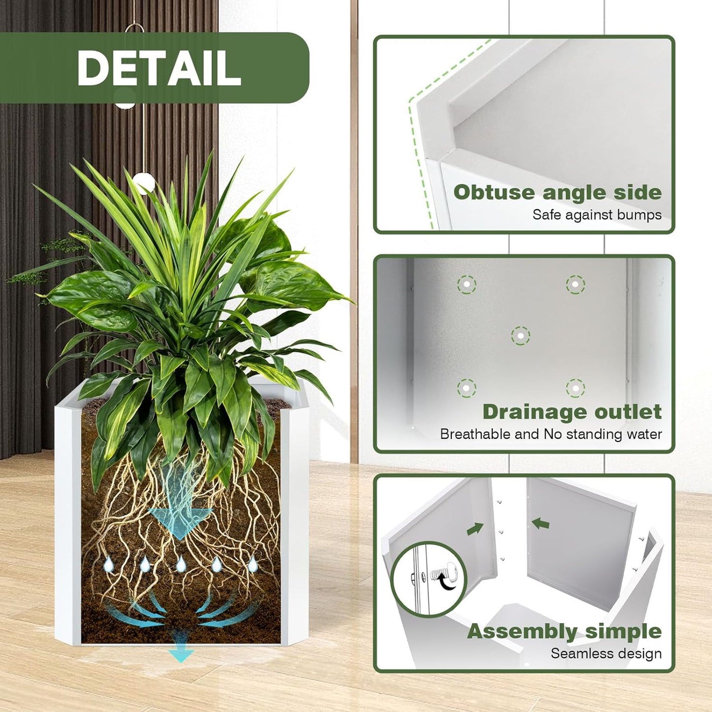 Steel Planter Box-26"x26"x26"-Large Square Planter Box-Outdoor Indoor-Cube Steel Planter Heavy Duty White Metal Planter Flower Pot Commercial Residential for Home Garden Porch Hotel Patio