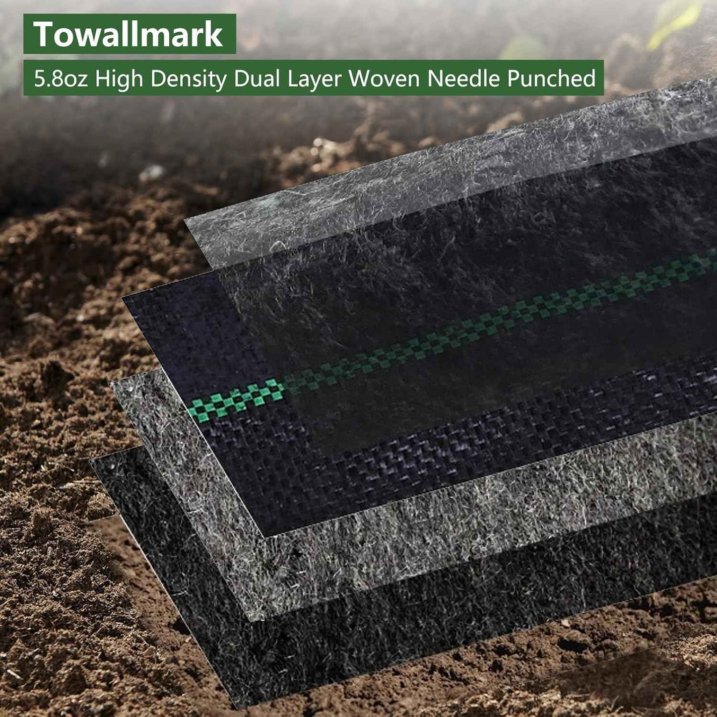 Broadfashion Woven Landscape Fabric 5.8oz, 3 x 300FT Weed Fabric Barrier, Double Layer, Garden Fabric Weed Barrier, Weed Control Fabric Ground Cover, Gardening Mat for Garden Beds, Landscaping