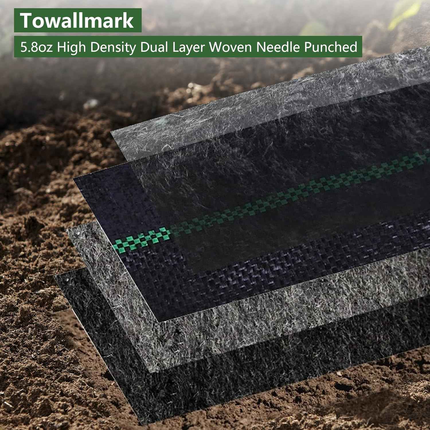 Broadfashion Woven Landscape Fabric 5.8oz, 3 x 300FT Weed Fabric Barrier, Double Layer, Garden Fabric Weed Barrier, Weed Control Fabric Ground Cover, Gardening Mat for Garden Beds, Landscaping