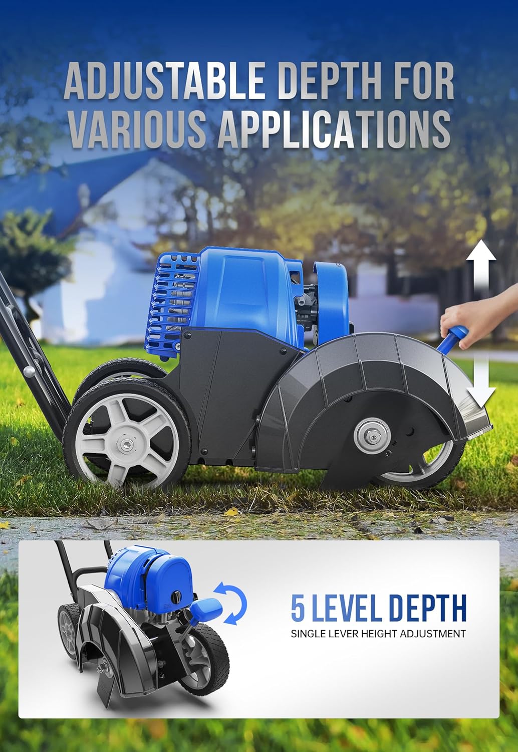 Wild Badger Power Sidewalk Edger Lawn Tool Gas 31cc WB31CCED, Blue