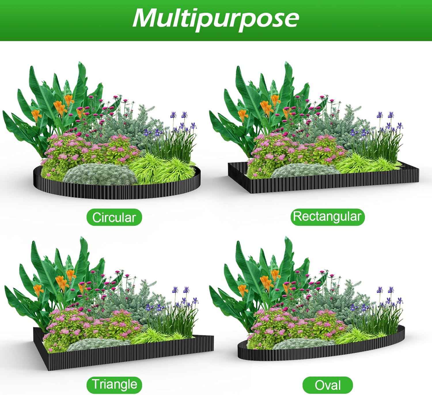 0.06In Thick Corrugated Metal Garden Edging, 6" x 50' Galvanized Steel Garden Border Edging, Metal Landscape Fencing for Lawn, Flower Beds, Driveway, Pathways (Black)