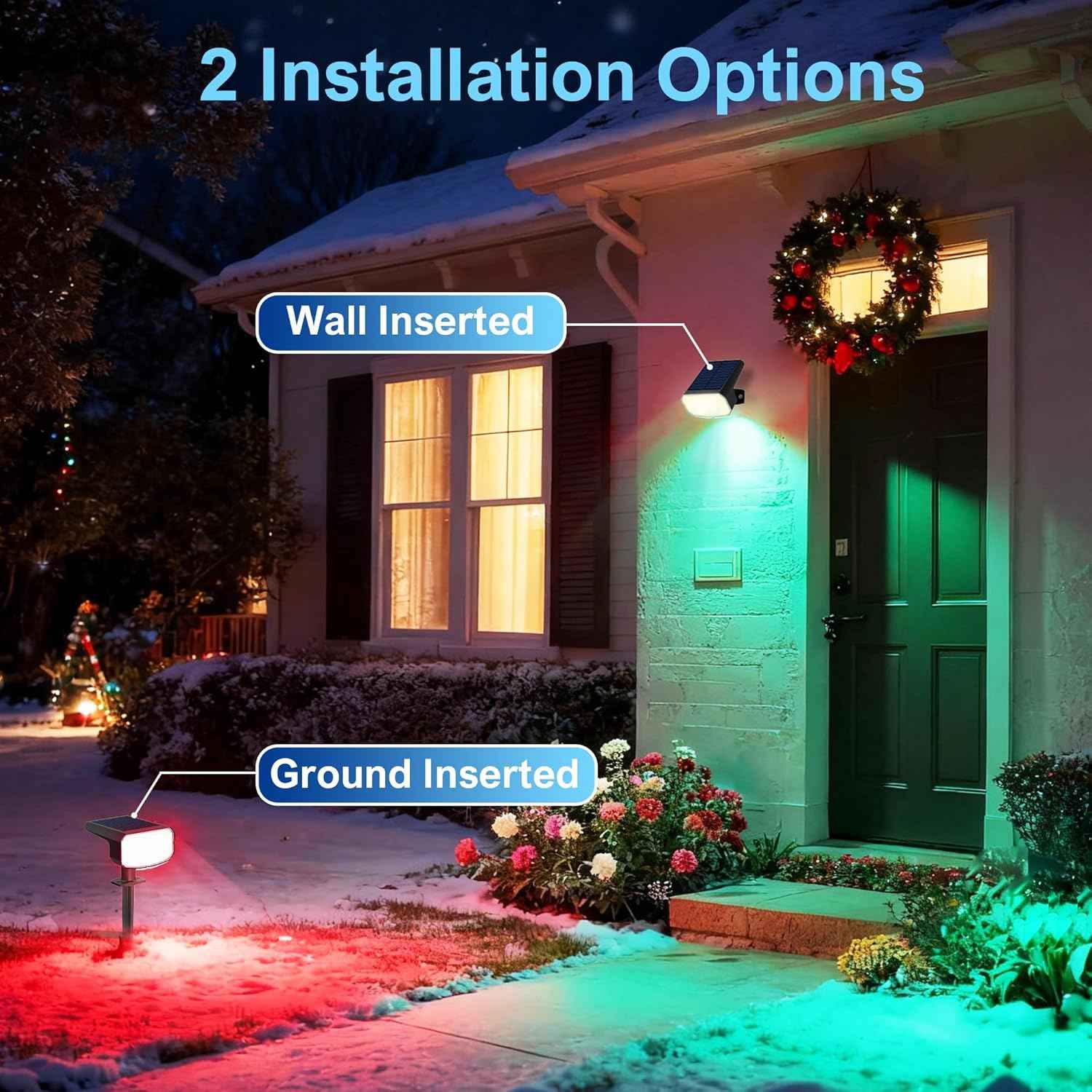 JEJOT Color Changing Solar Spot Lights Outdoor – 4 Pack