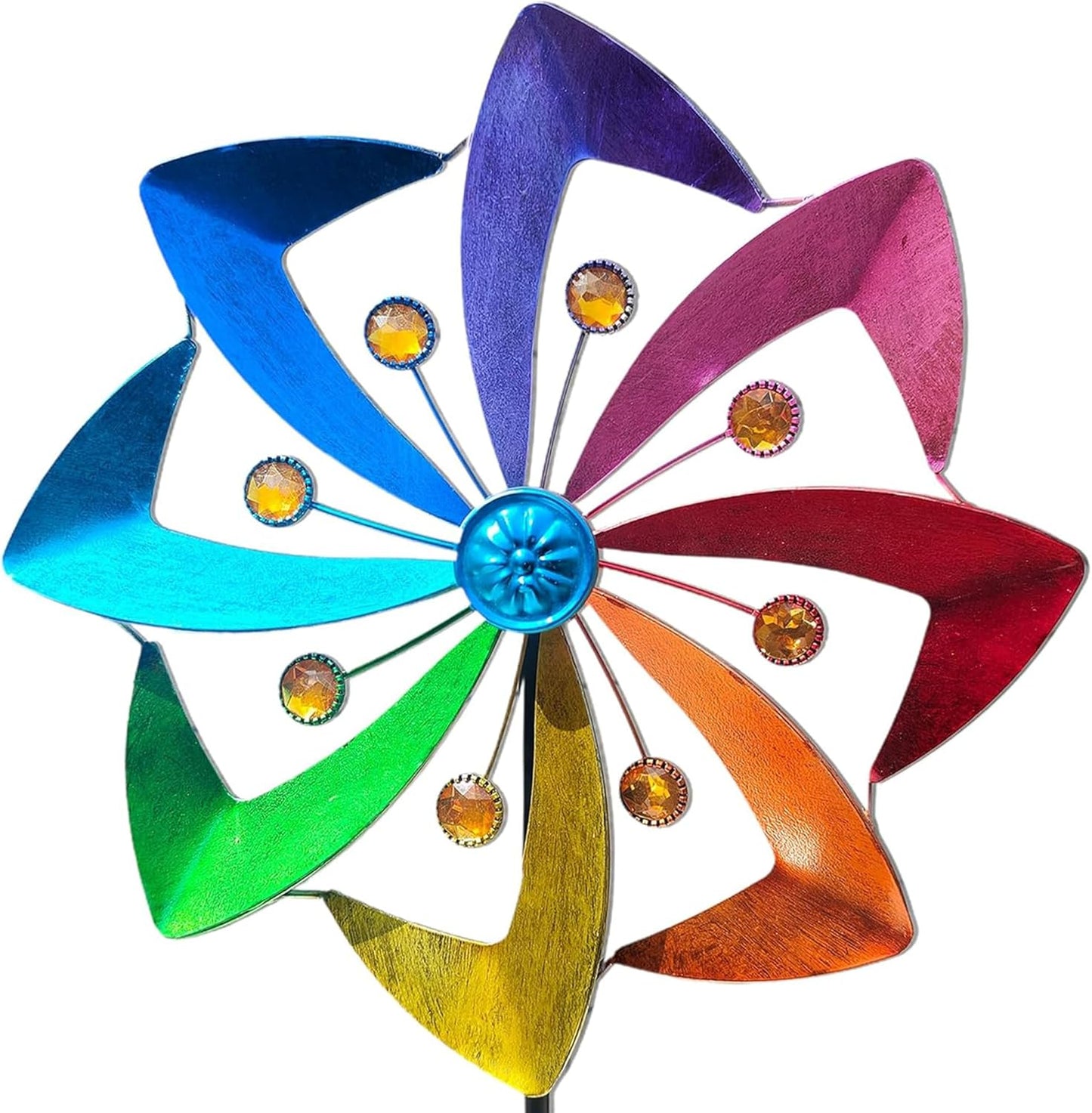 Wind Spinners Outdoor, 10 inch Wind Sculptures & Spinners, Metal Kinetic Wind Spinner, Decorative Pinwheels Large Wind Spinners for Yard and Garden Decor,Rainbow