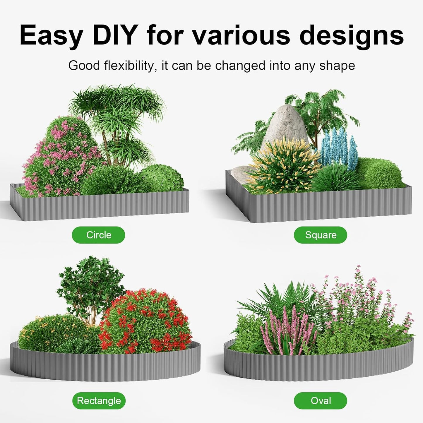 Land Guard Corrugated Garden Edging Border, 12" x 100' Landscape Paver Edging, Tall Landscape Edging, Fence for Garden, Flower Bed, Lawn and Landscape Edging (Grey)