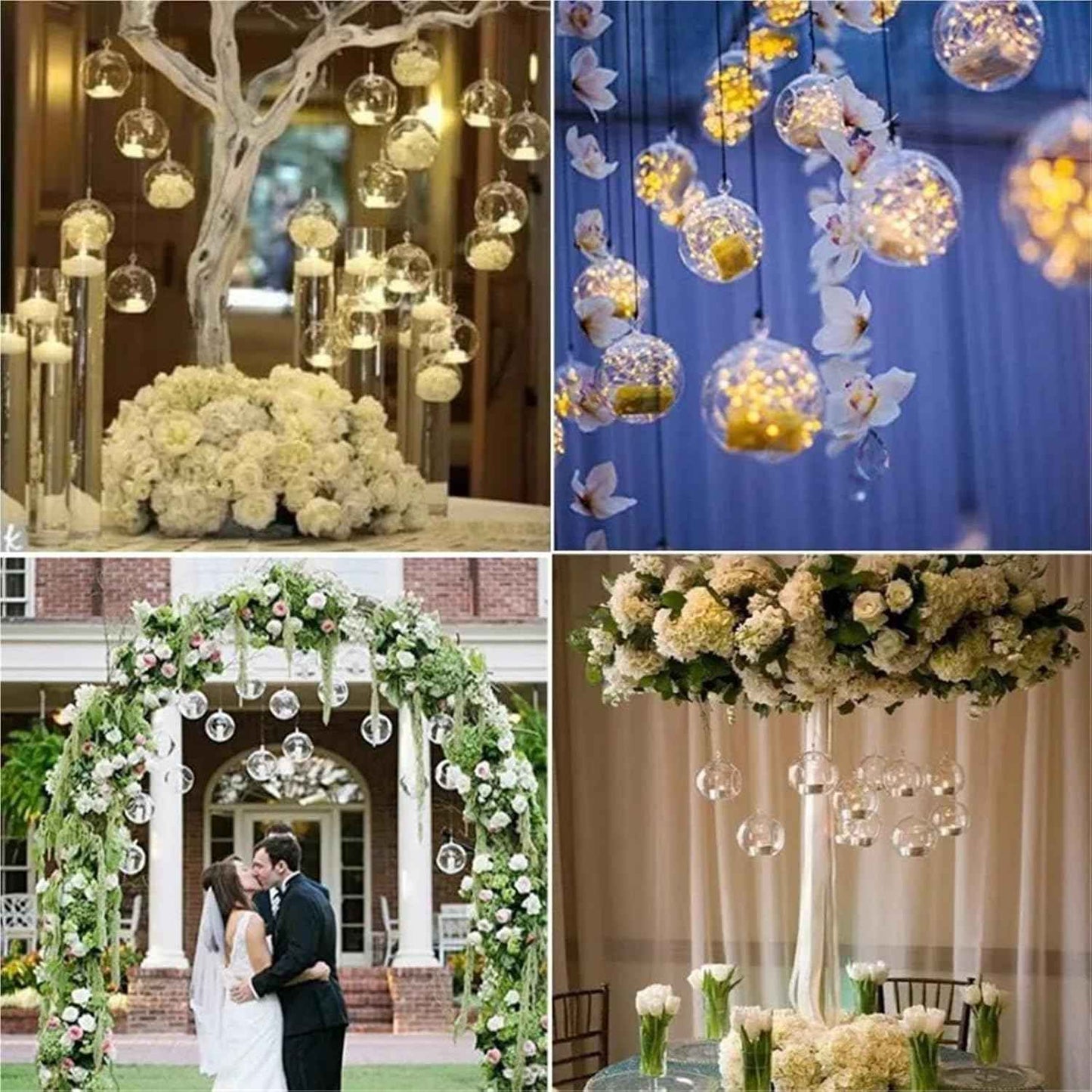 6/12Pcs Hanging Glass Candle Holder Diameter 6/8cm Terrarium for Wedding Party Decor Indoor Outdoor Garden(6Pcs NO Candle,6cm)