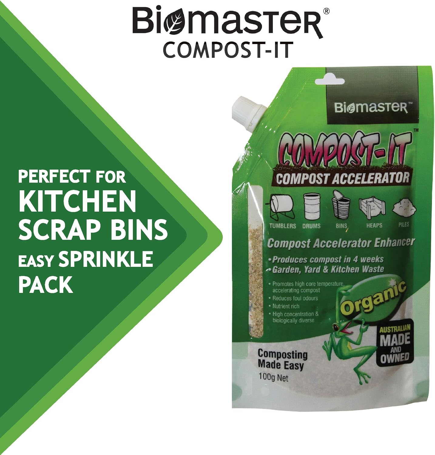 Compost-It Compost Accelerator/Starter 100g Spout Pack for All Composting Systems, (100% Natural Concentrate)