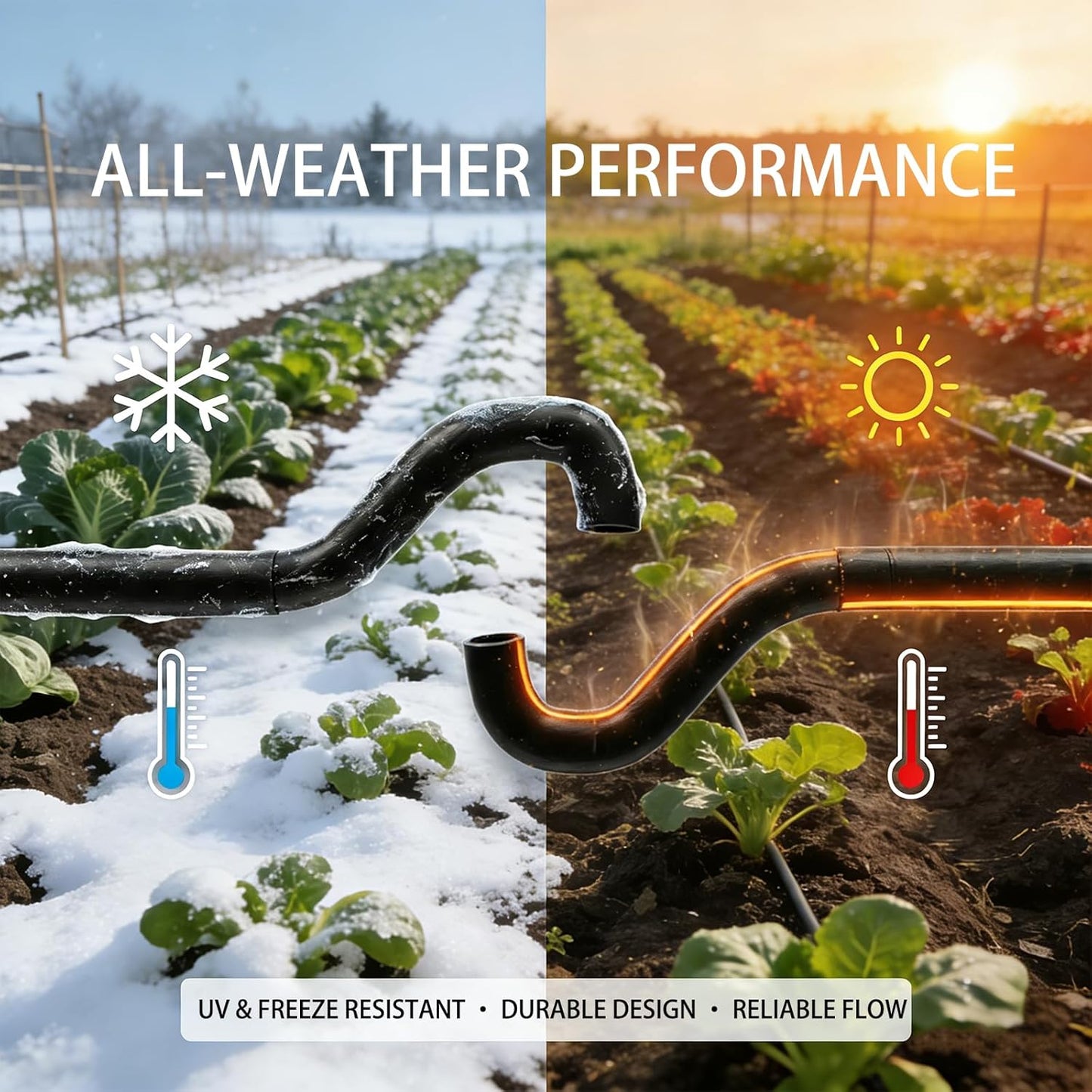 1/4 Inch Drip Irrigation Tubing, 50ft Blank Distribution Pipe Roll, Standard Size Flexible Drip Hose for Garden Watering, Greenhouse and Misting System, Black