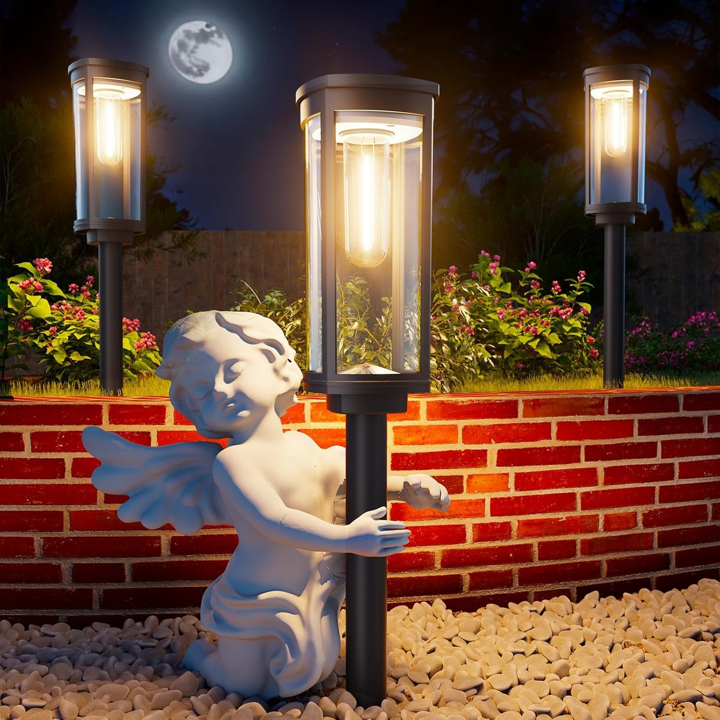 ALFIOT Solar Pathway Lights Outdoor, IP65 Waterproof Auto On/Off Solar Garden Lights Solar Powered Landscape Lighting for Yard Patio Walkway (Warm White, 4pack)