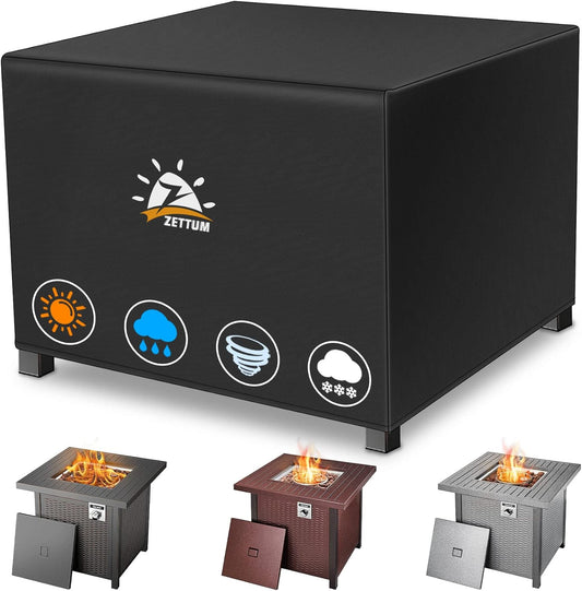 Fire Pit Cover Square 50 Inch - Outdoor Firepit Cover Heavy Duty & Waterproof, 600D Patio Fire Table Cover Large Gas Fire Pit Accessories Fade & Weather Resistant - 50 x 50 x 24 Inch